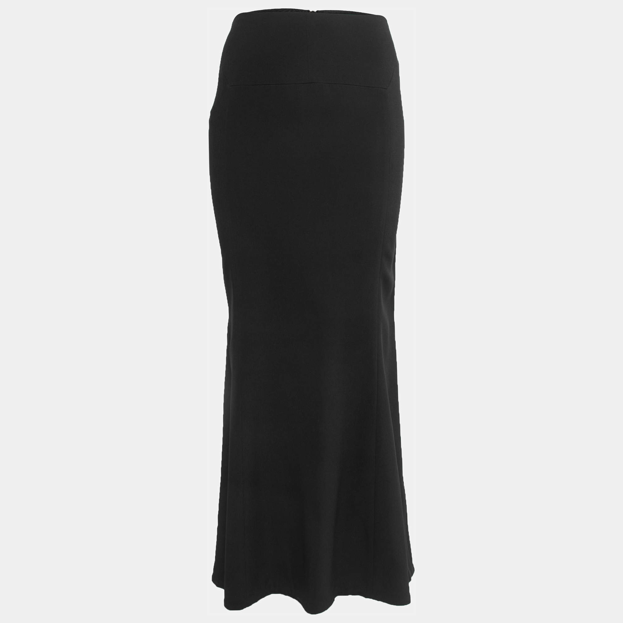 Pre Owned Roland Mouret Black Crepe Maxi Skirt M