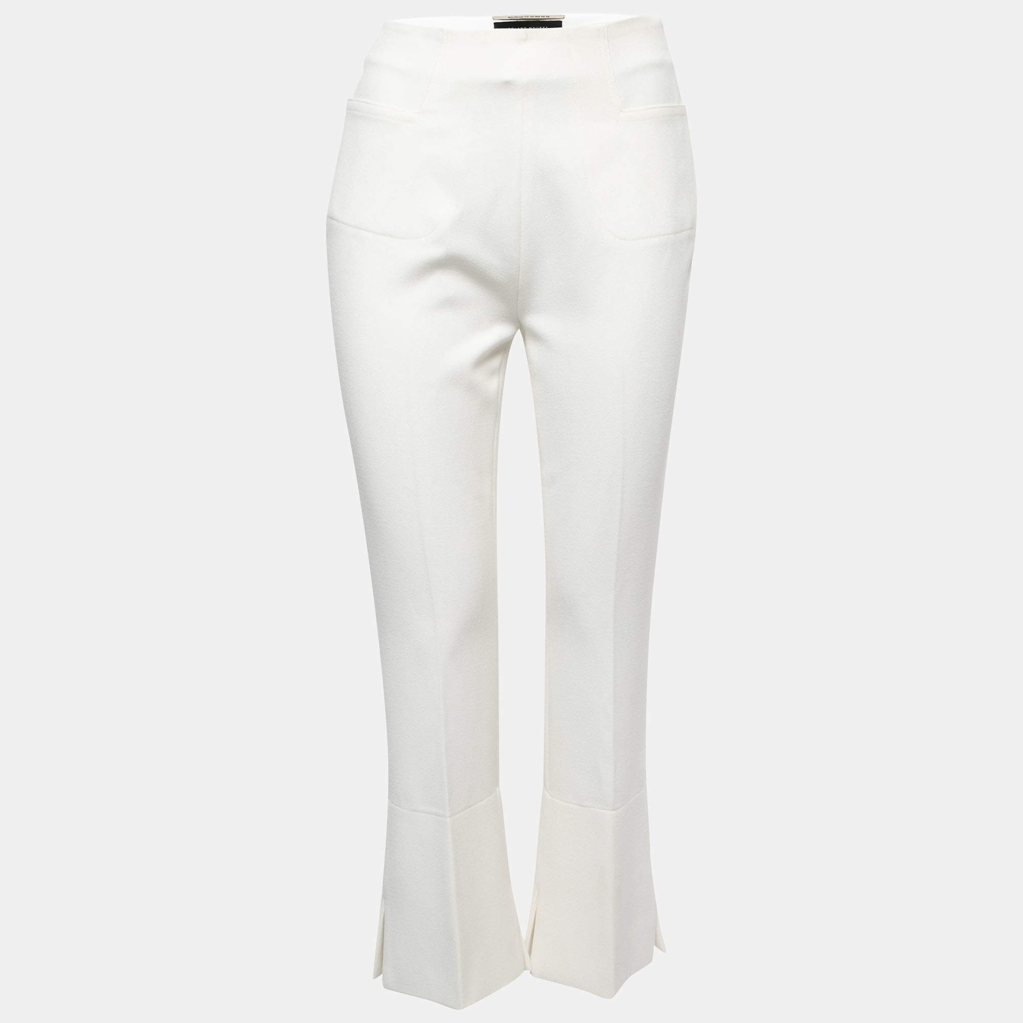 Roland Mouret White Crepe Flared Leg Trousers M