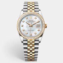Pre Owned Rolex Yellow Gold Oystersteel Diamond Bezel Datejust 126283RBR Wristwatch 36 mm