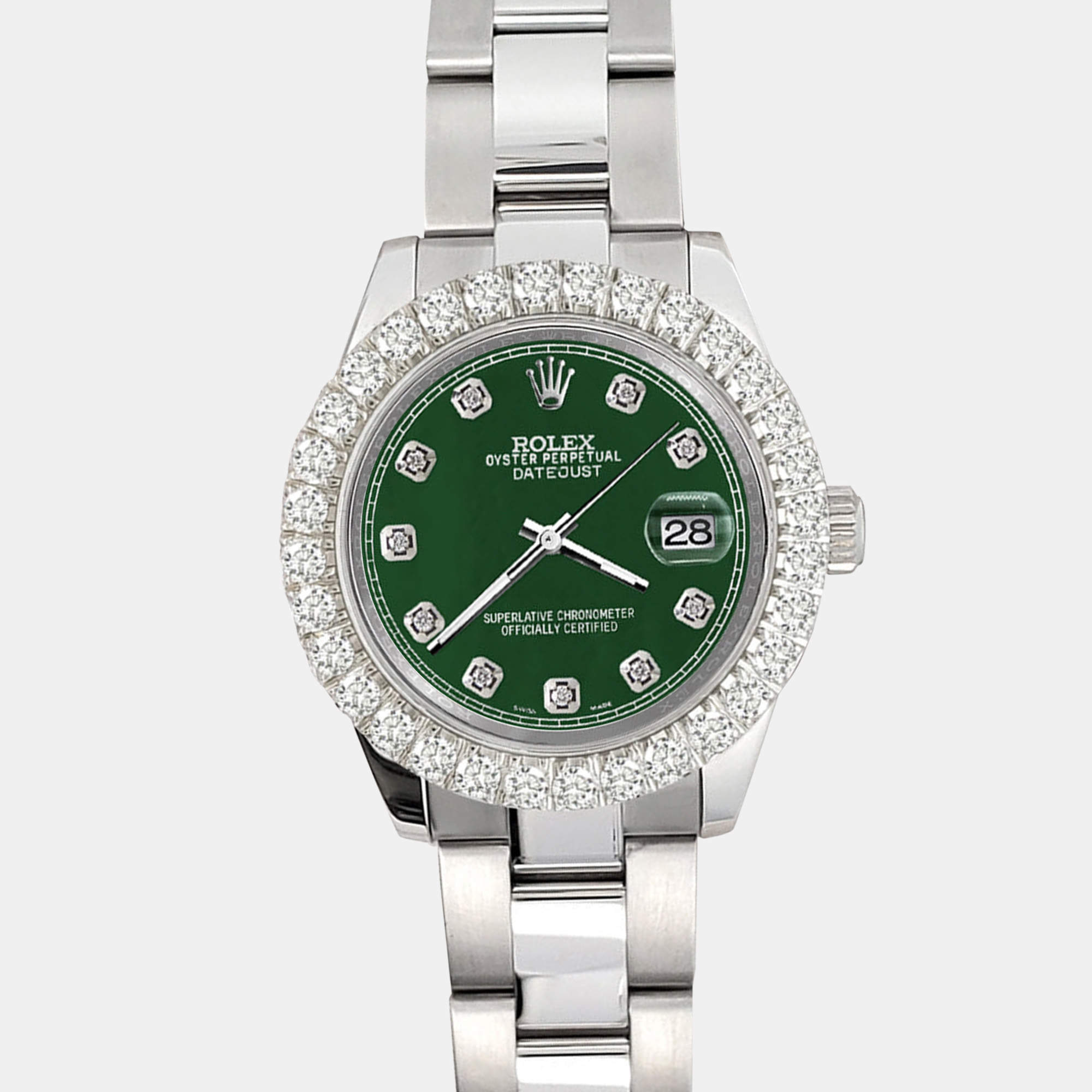 Rolex Custom Champagne 2.25ct Diamonds Stainless Steel Datejust 178240 Automatic Women's Wristwatch 31mm