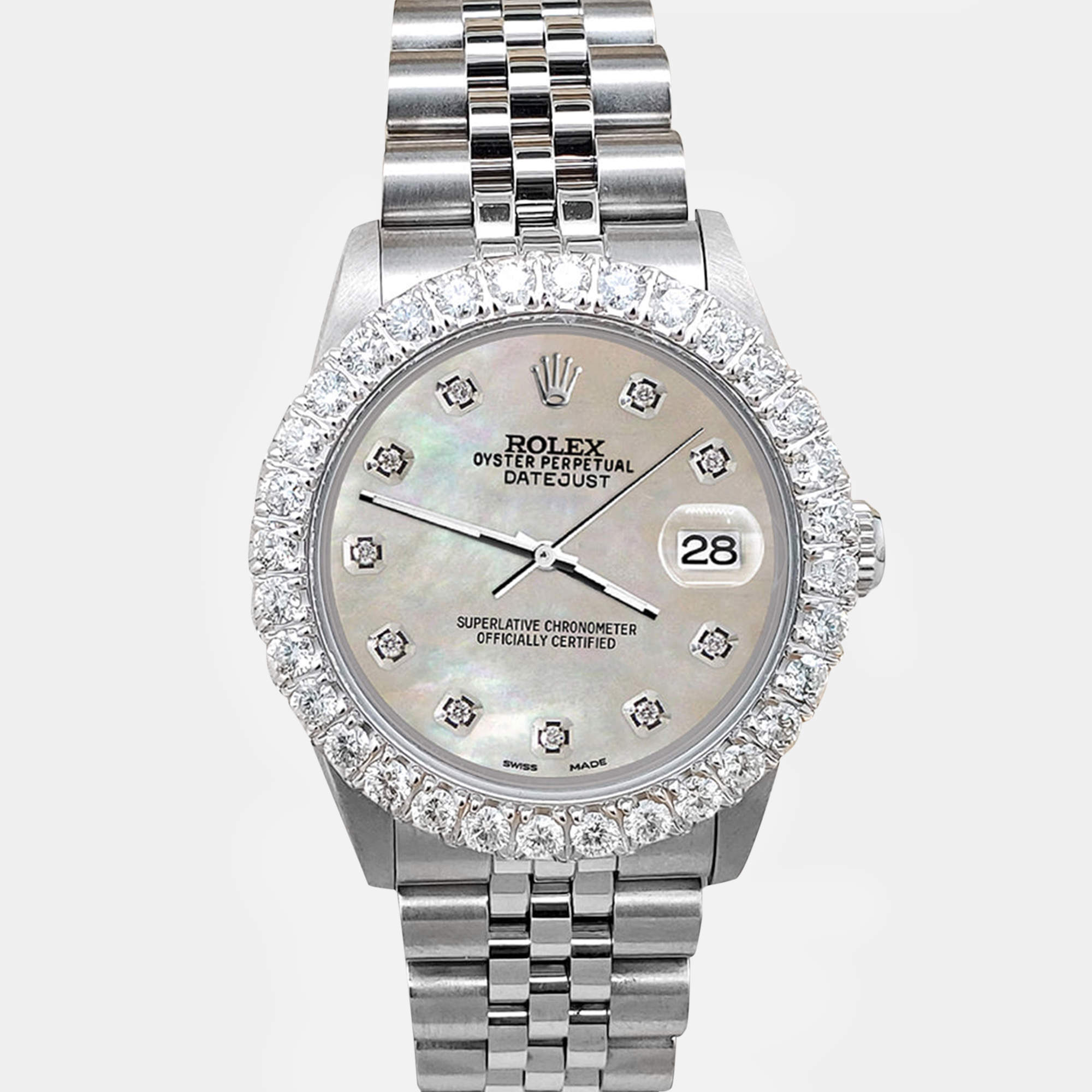 Rolex Custom Champagne 2.25ct Diamonds Stainless Steel Datejust  Automatic Women's Wristwatch 31mm