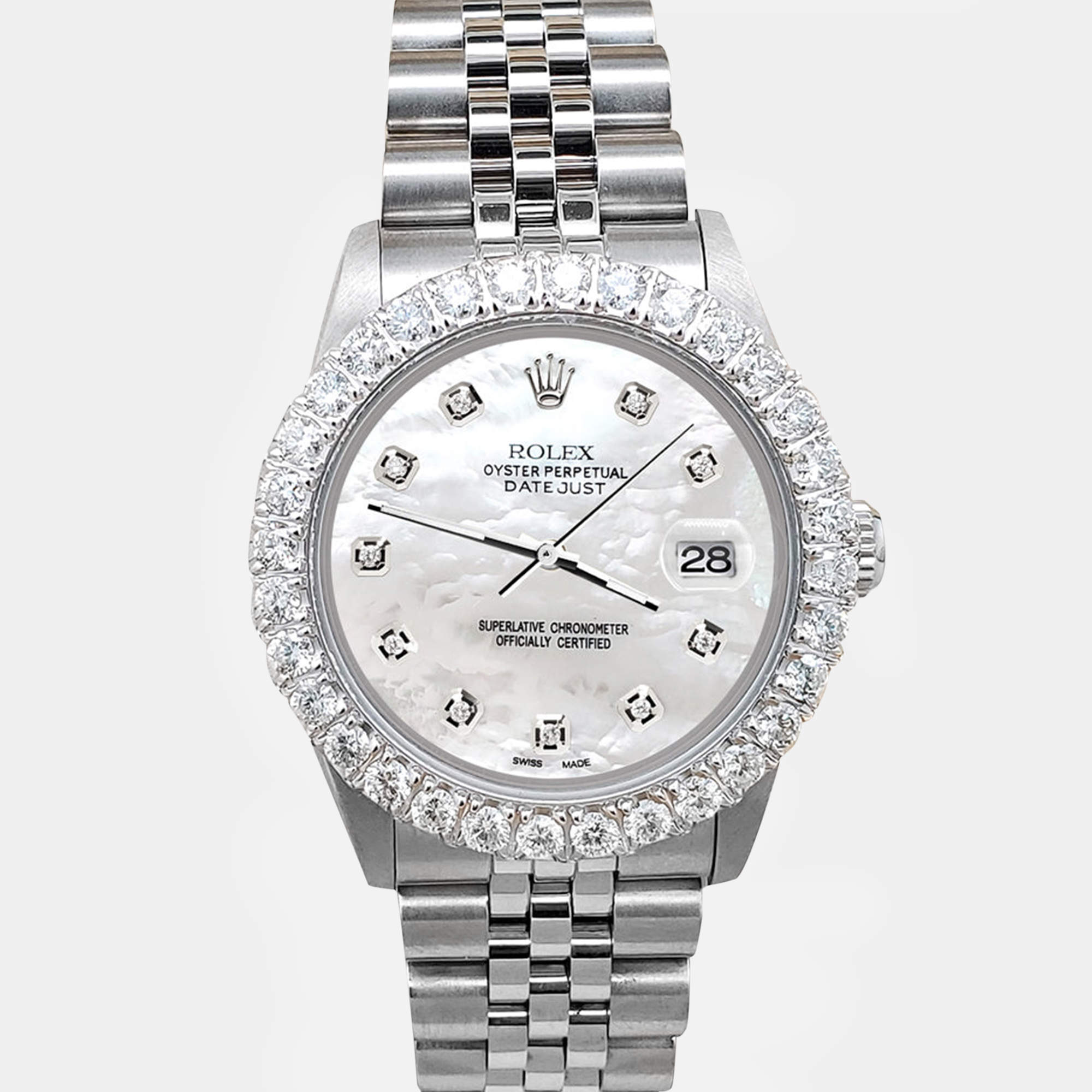Rolex Custom White 2.25ct Diamonds Stainless Steel Datejust  Automatic Women's Wristwatch 31mm