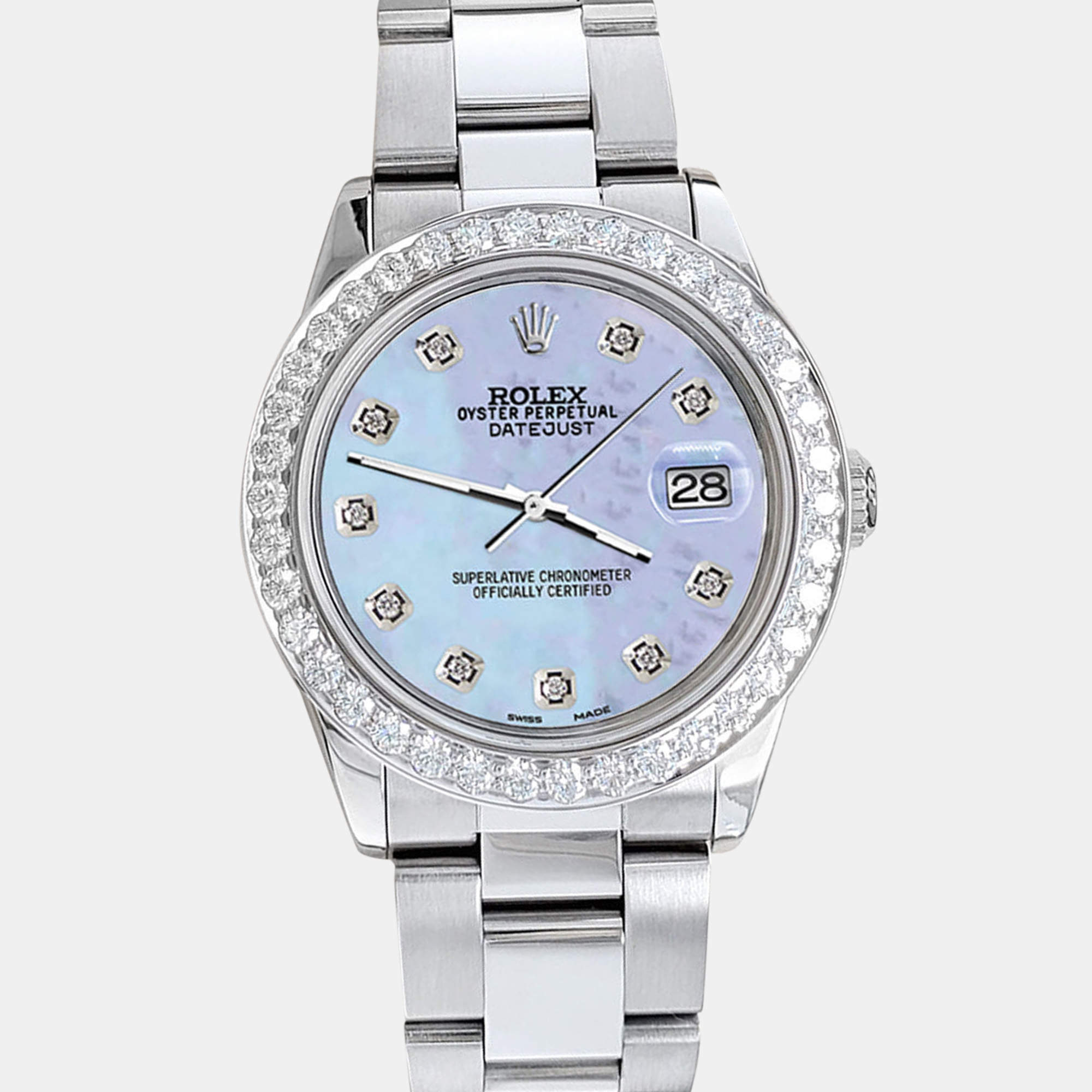 Rolex Custom Purple 1.62ct Diamonds Stainless Steel Datejust  Automatic Women's Wristwatch 31mm