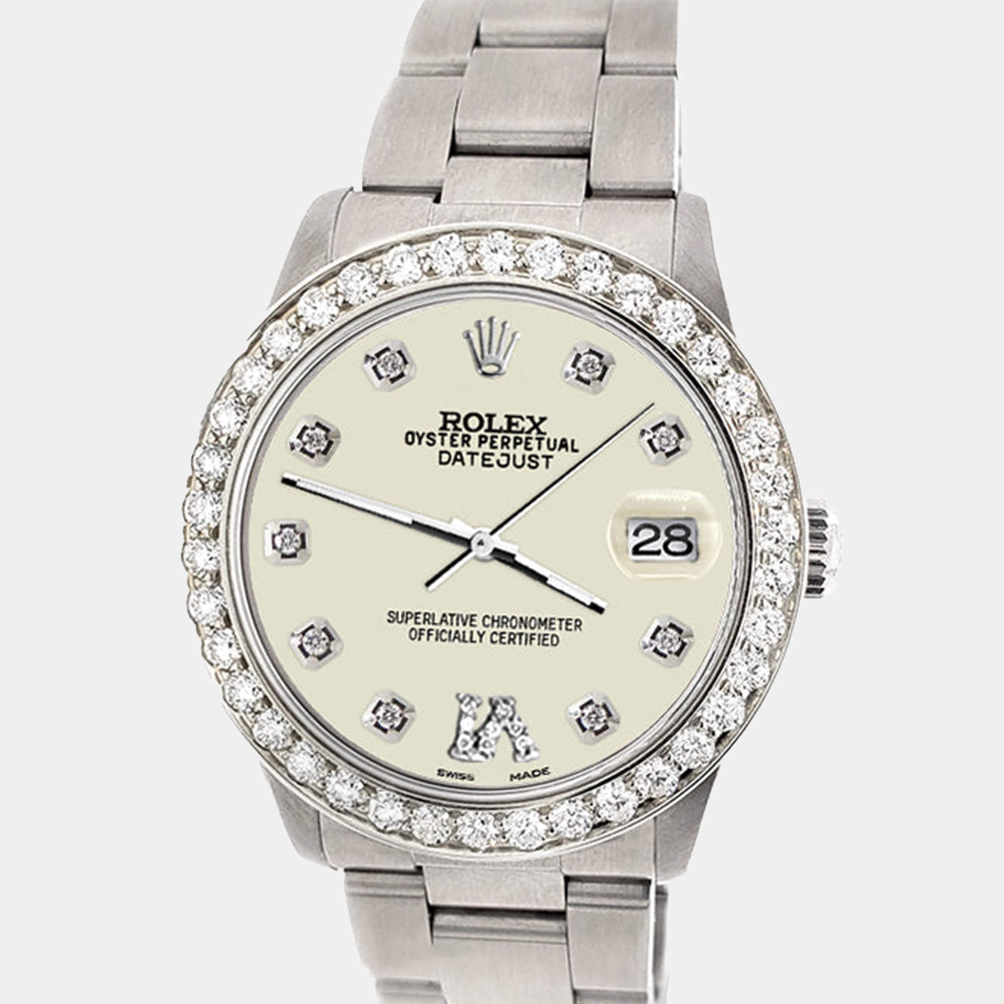 Rolex Custom 1.62ct Diamond Stainless Steel Datejust Automatic Women's Wristwatch 31 mm