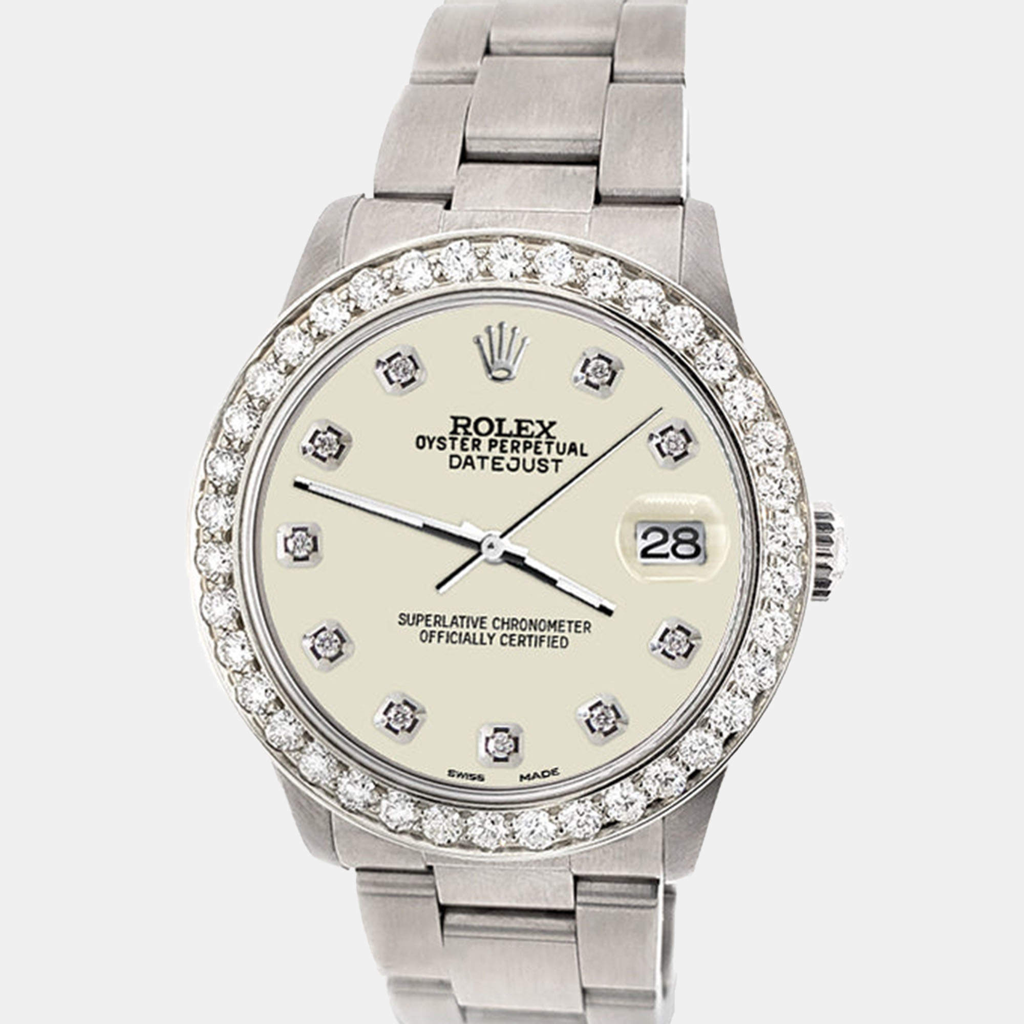 Rolex Custom 1.62ct Diamond Stainless Steel Datejust Automatic Women's Wristwatch 31 mm
