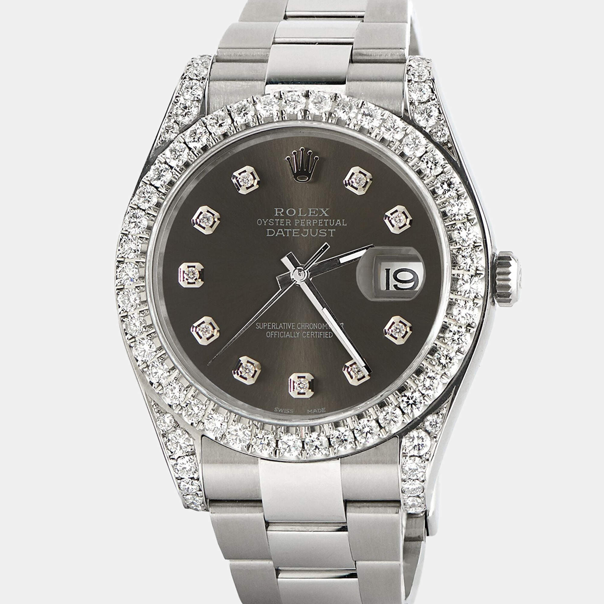 Rolex Customised  4.5CT Diamond Stainless Steel Datejust II  Automatic Men's Wristwatch 41mm