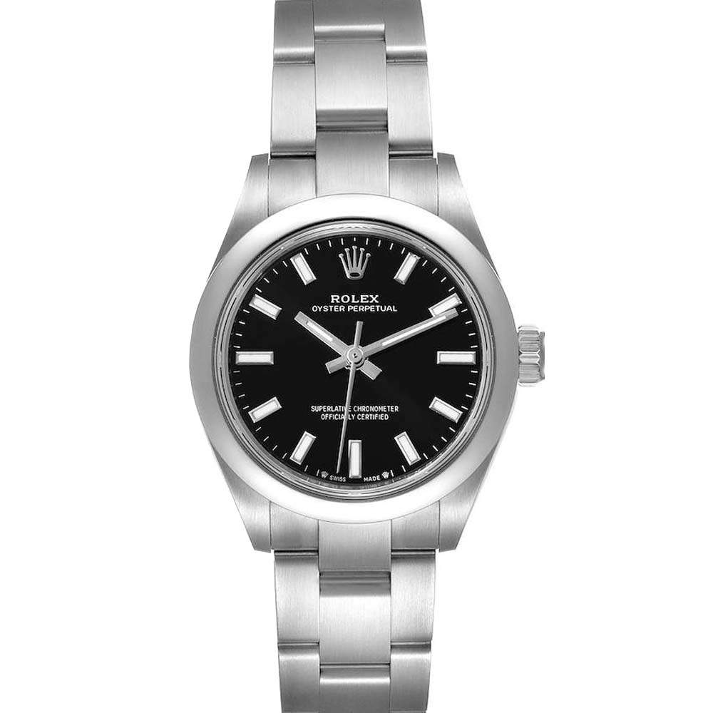 Rolex Black Stainless Steel Oyster Perpetual 276200 Women's Wristwatch 28 MM