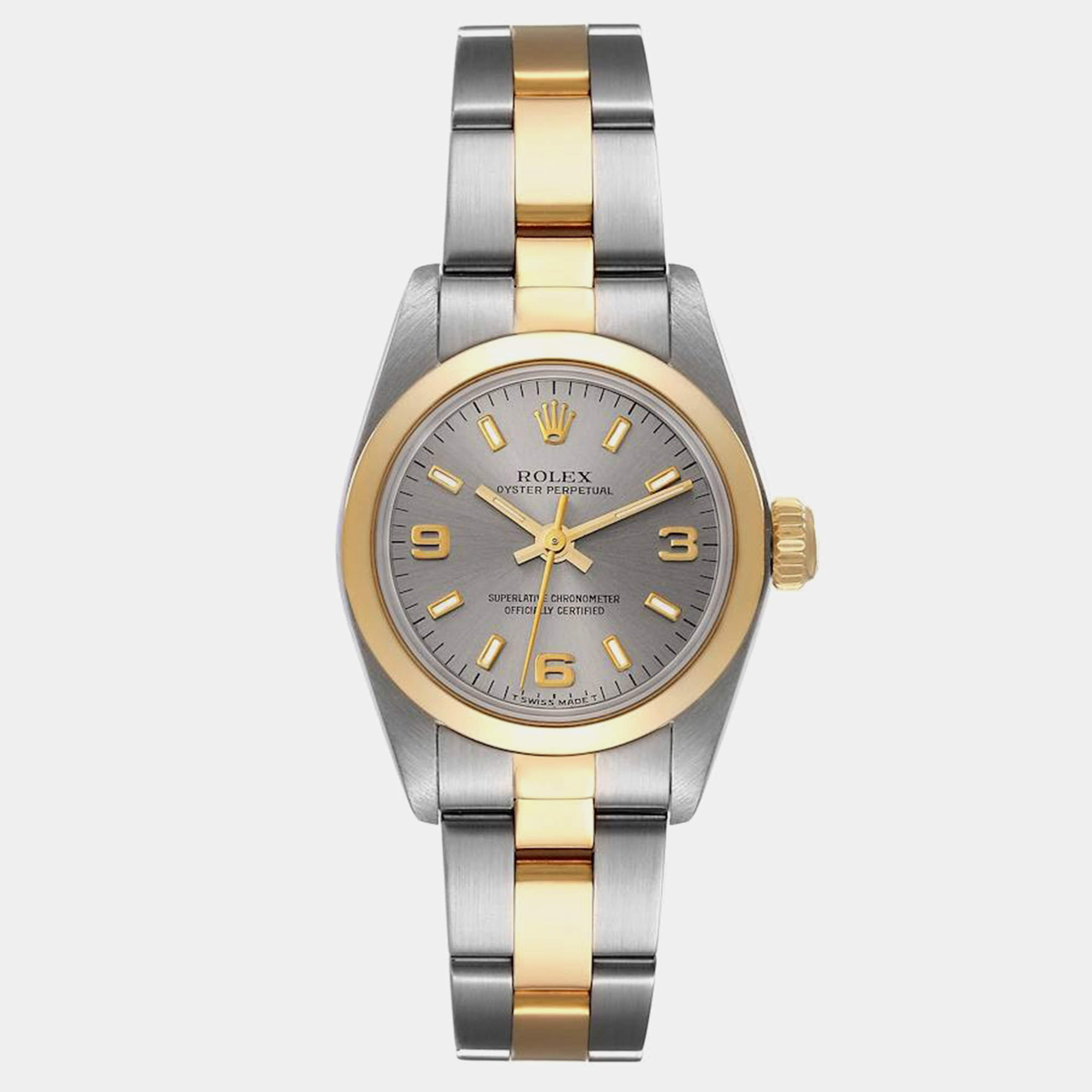 Rolex Oyster Perpetual Steel Yellow Gold Slate Dial Ladies Watch  24.0 mm