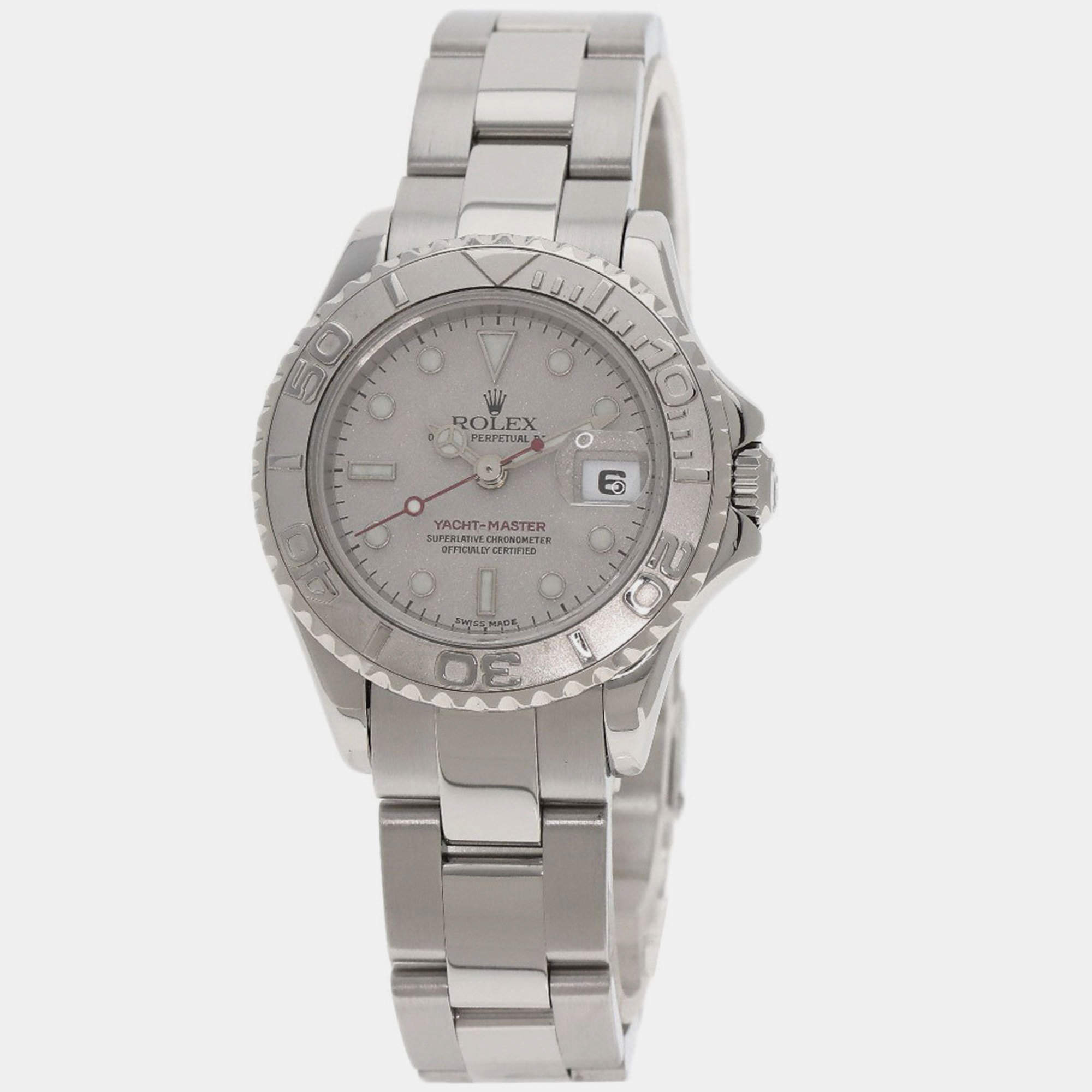 Rolex Silver Platinum Stainless Steel Yacht-Master 169622 Automatic Women's Wristwatch 29 mm