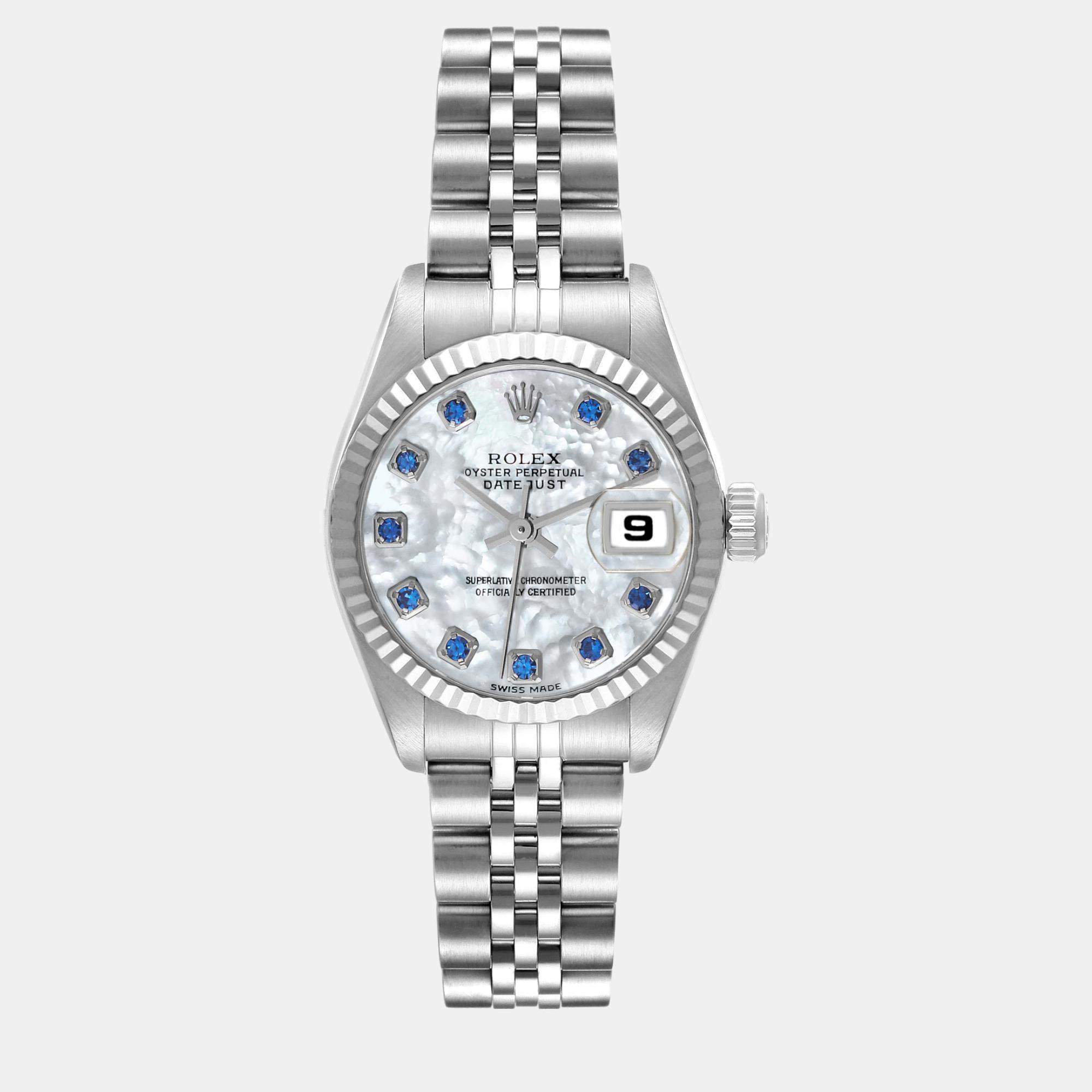 Rolex Datejust Steel White Gold MOP Diamond Dial Ladies Watch  26.0 mm