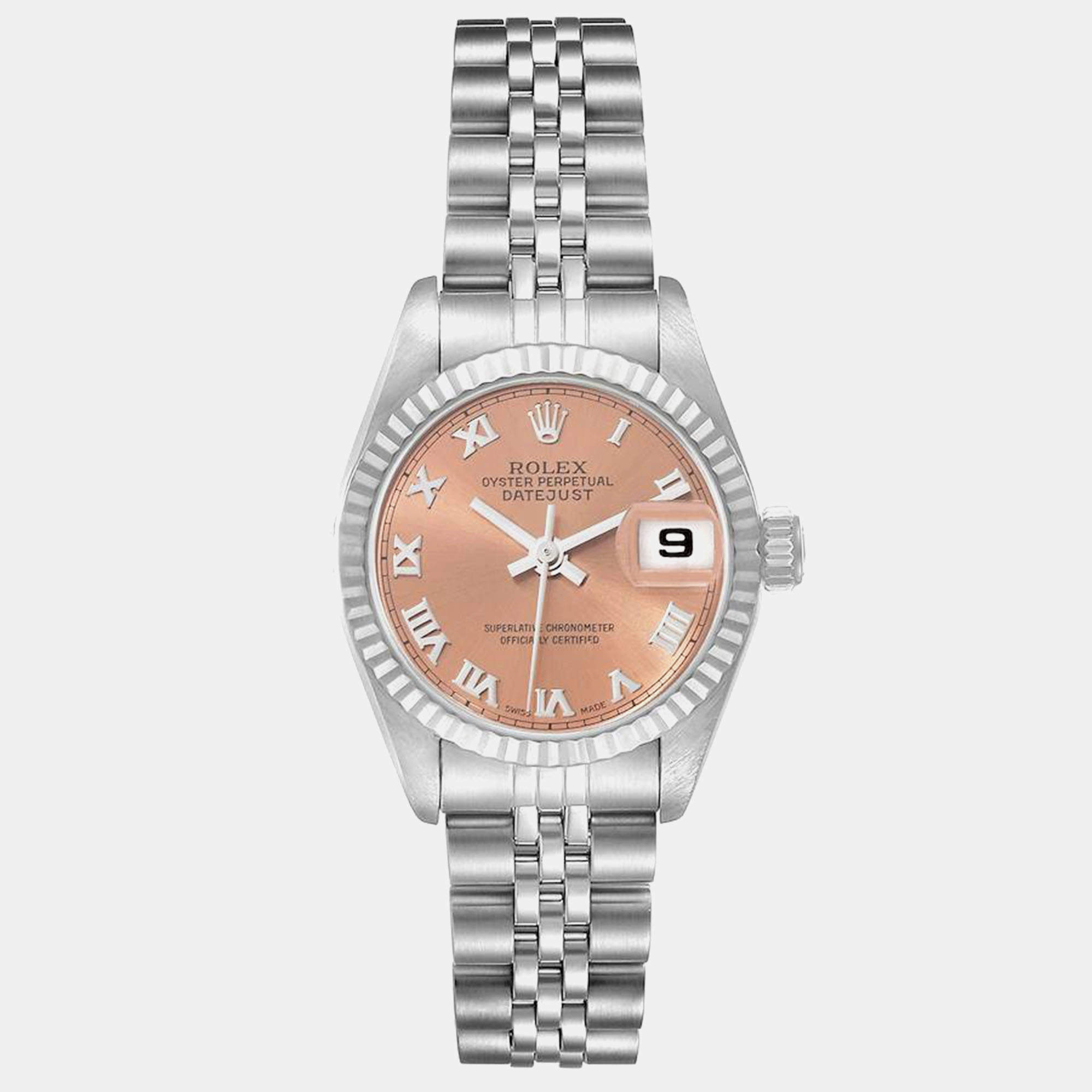 Rolex Datejust Steel White Gold Salmon Dial Ladies Watch 26 mm