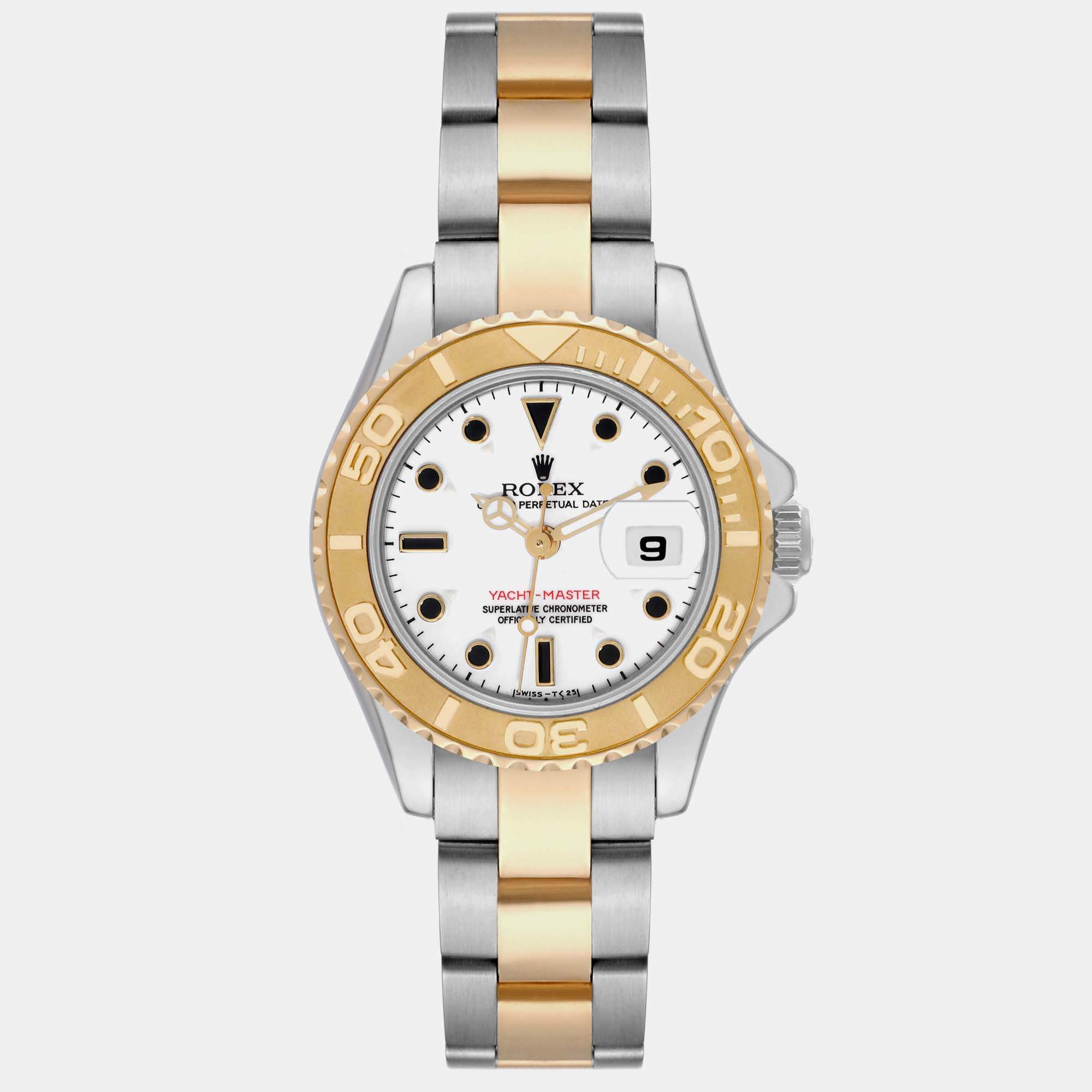 Rolex Yachtmaster White Dial Steel Yellow Gold Ladies Watch 29.0 mm