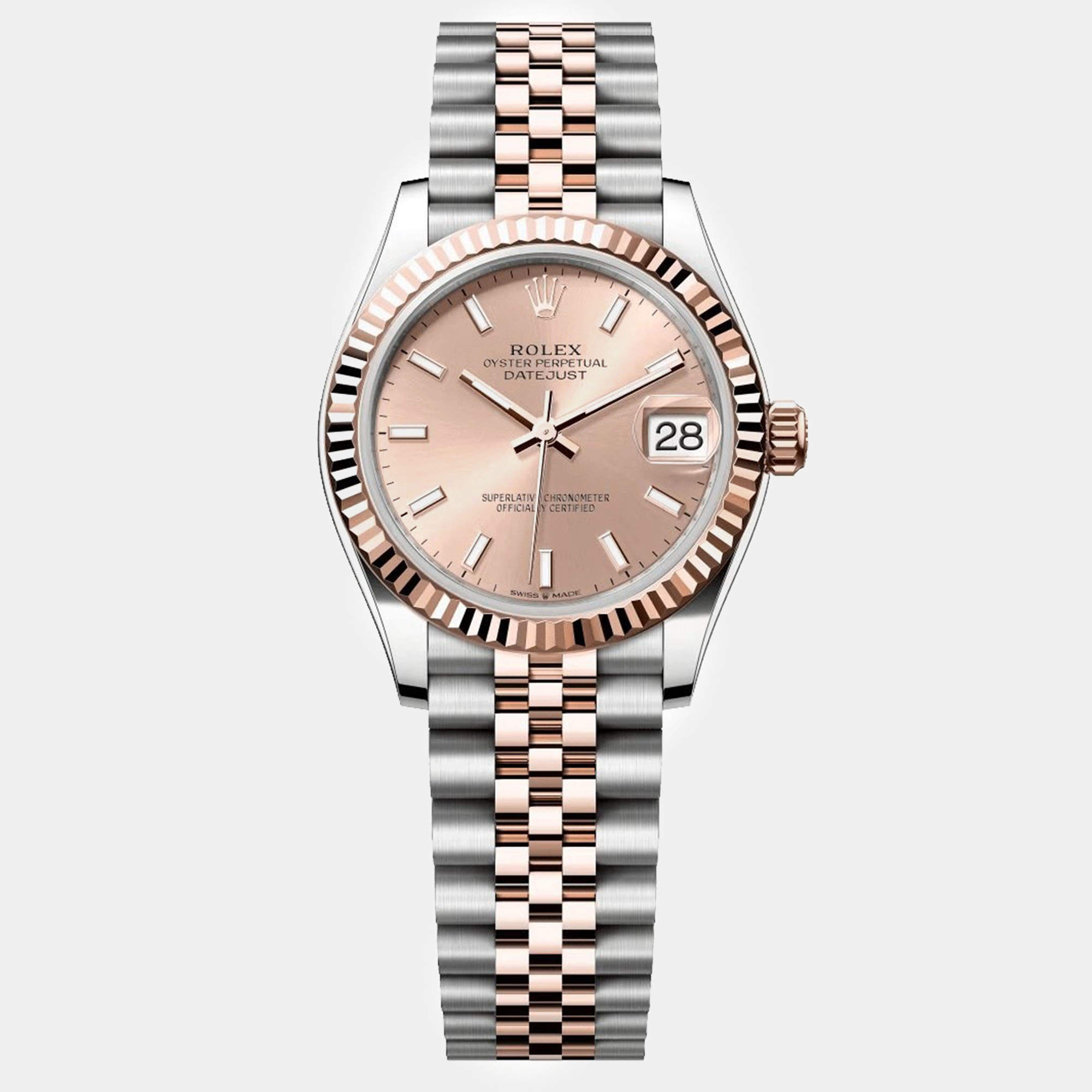 Rolex Pink 18K Everose Gold Stainless Steel Datejust Automatic Women's Wristwatch 31 mm