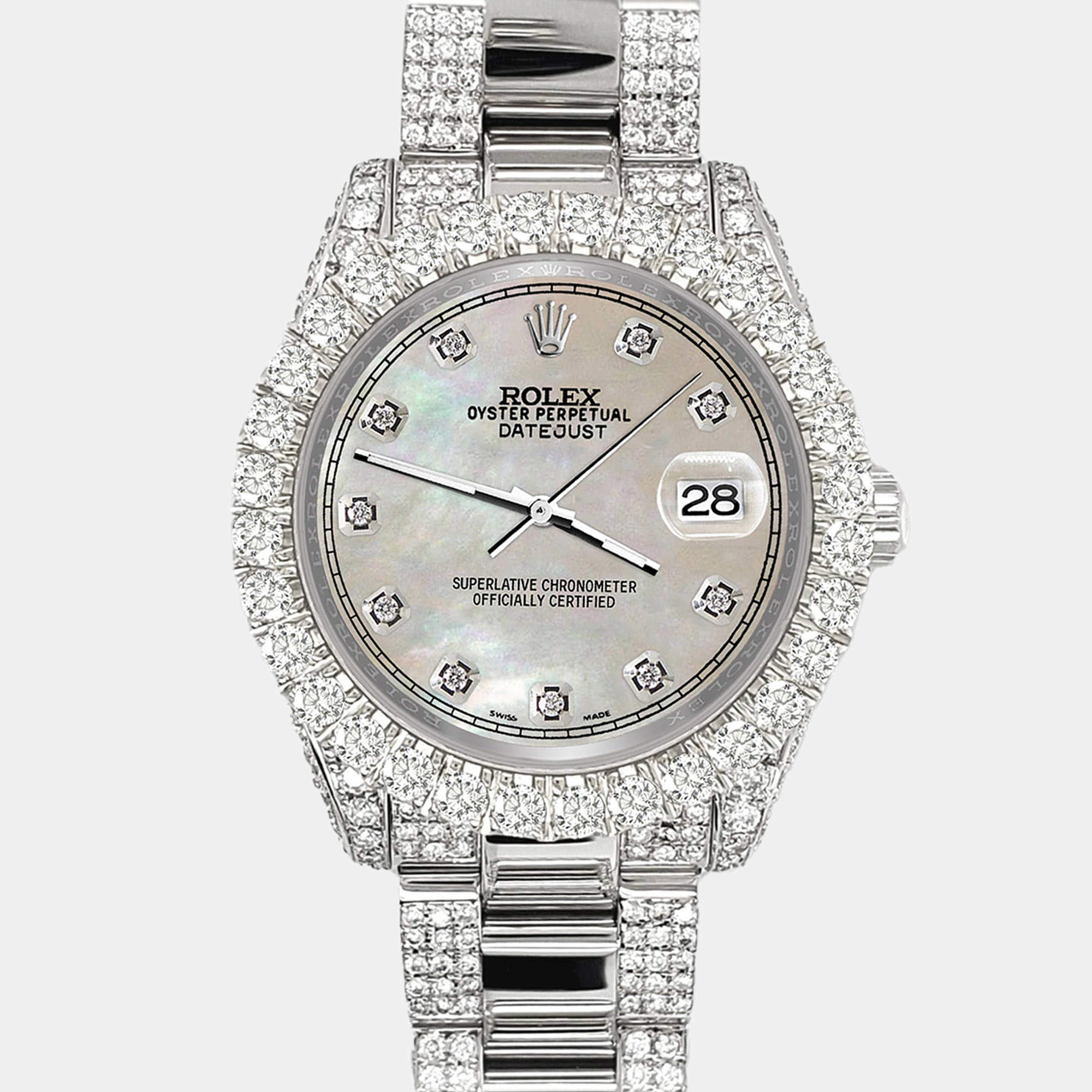 Rolex Custom Champagne 7.2ct Diamonds Stainless Steel Datejust 178240 Automatic Women's Wristwatch 31mm