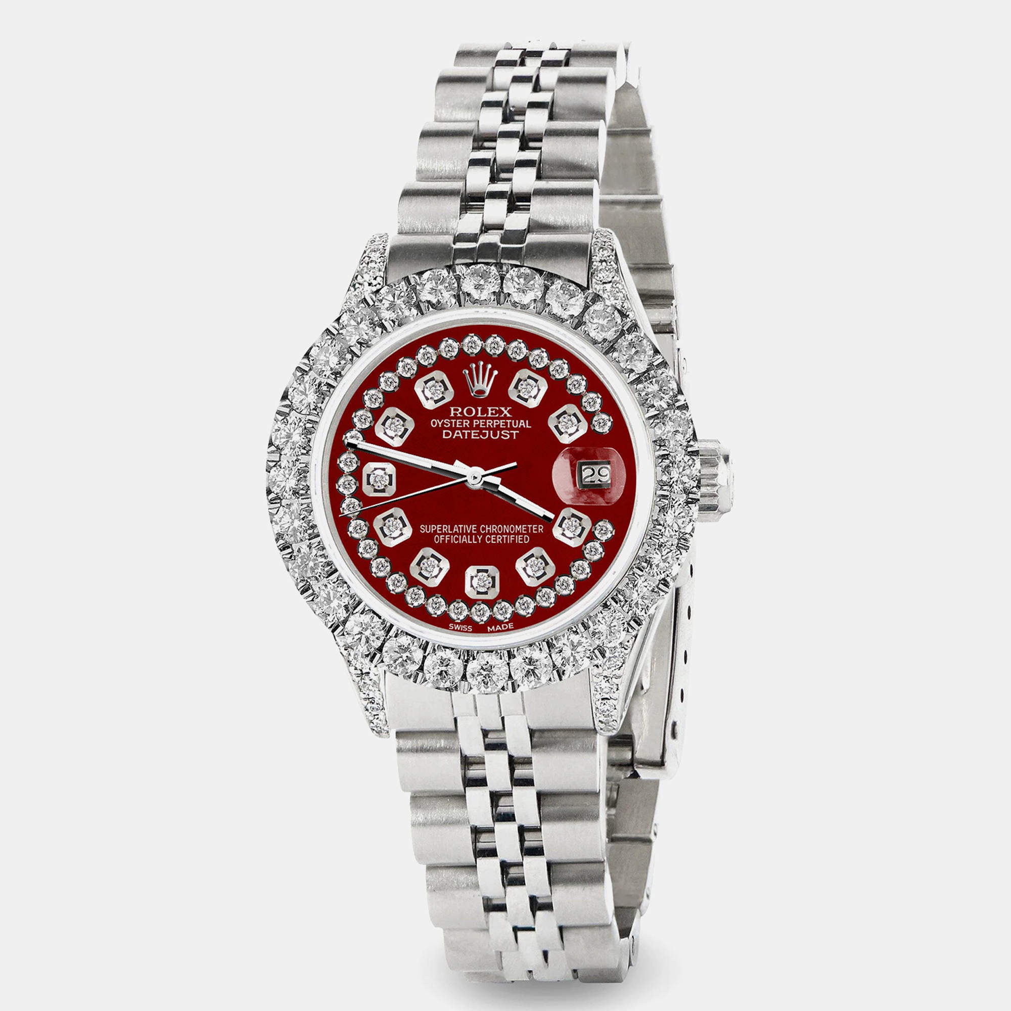 Rolex Custom  2.35CT Diamond Stainless Steel Datejust  Automatic Women's Wristwatch 26mm