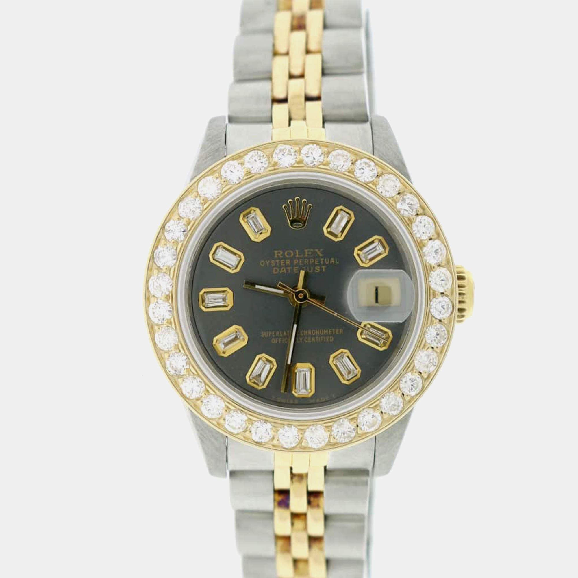 Rolex Customised  1.3CT Diamond 18K Yellow Gold Stainless Steel Datejust  Automatic Women's Wristwatch 26mm