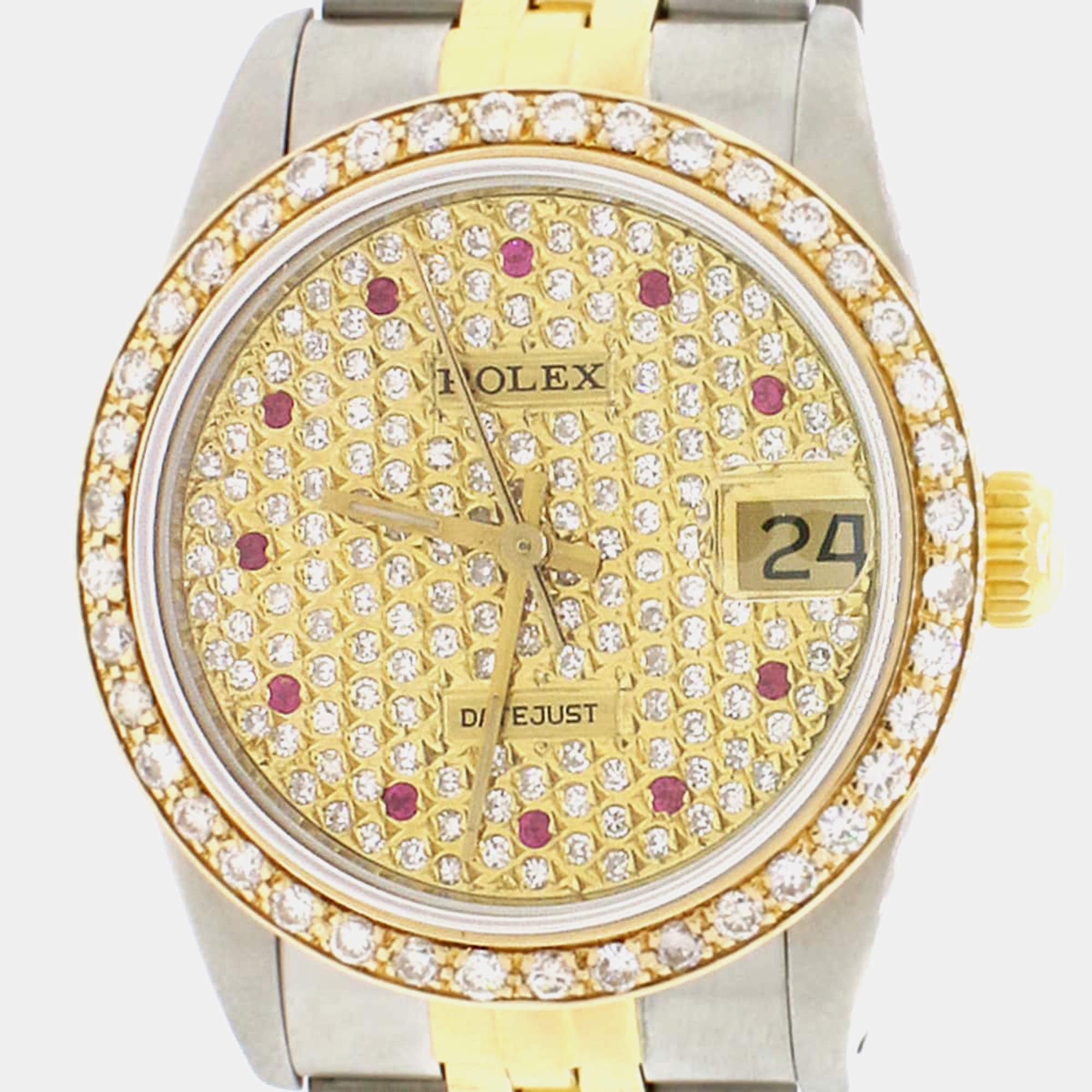 Rolex Customised  Diamond 18K Yellow Gold Datejust 68273 Automatic Men's Wristwatch