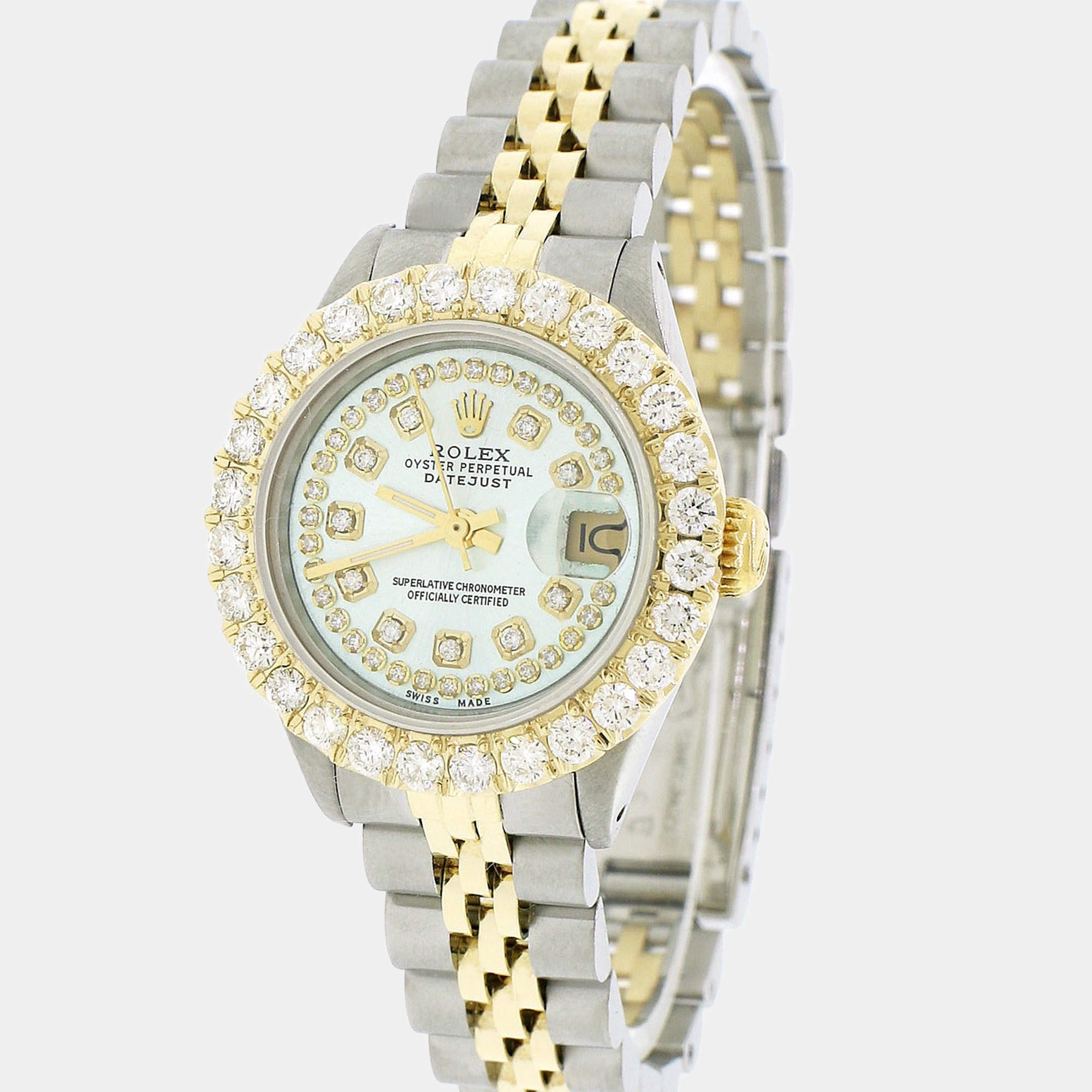 Rolex Customised  Diamond 18K Yellow Gold Datejust  Automatic Women's Wristwatch 26mm