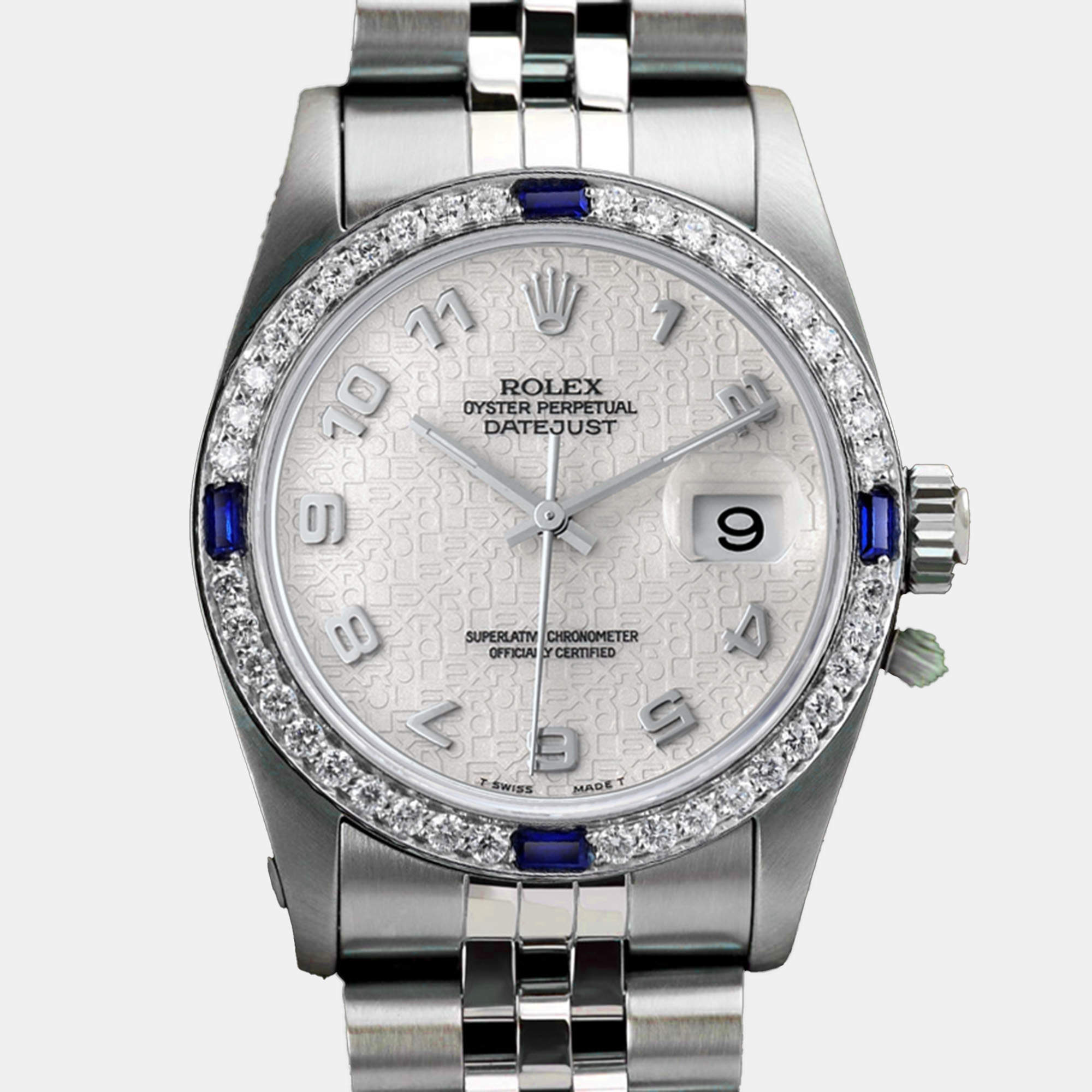 Rolex Customised Ivory Diamond Stainless Steel Datejust 68274 Automatic Women's Wristwatch 31mm