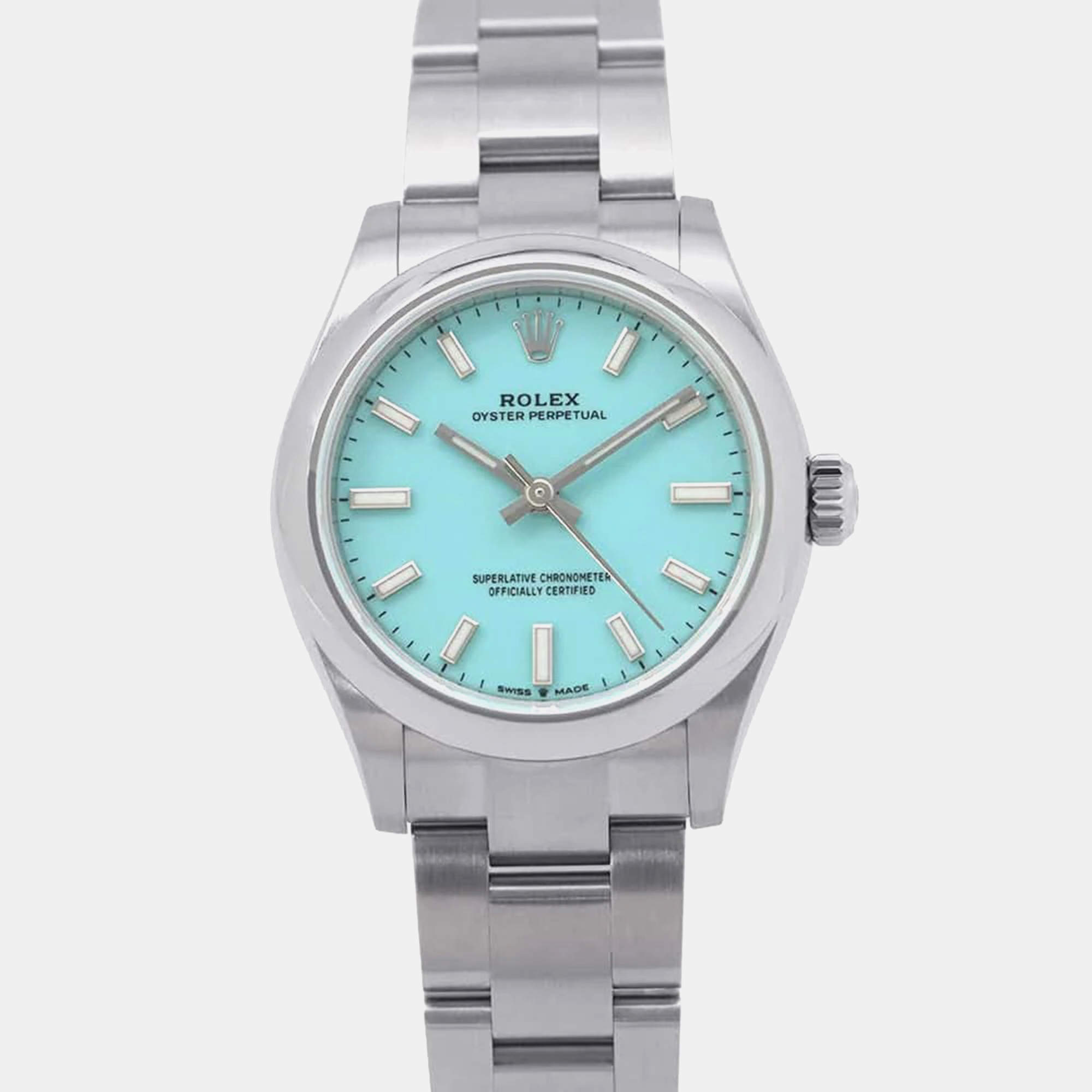 Rolex Turquoise Blue Stainless Steel Oyster Perpetual 277200 Automatic Women's Wristwatch 31 mm