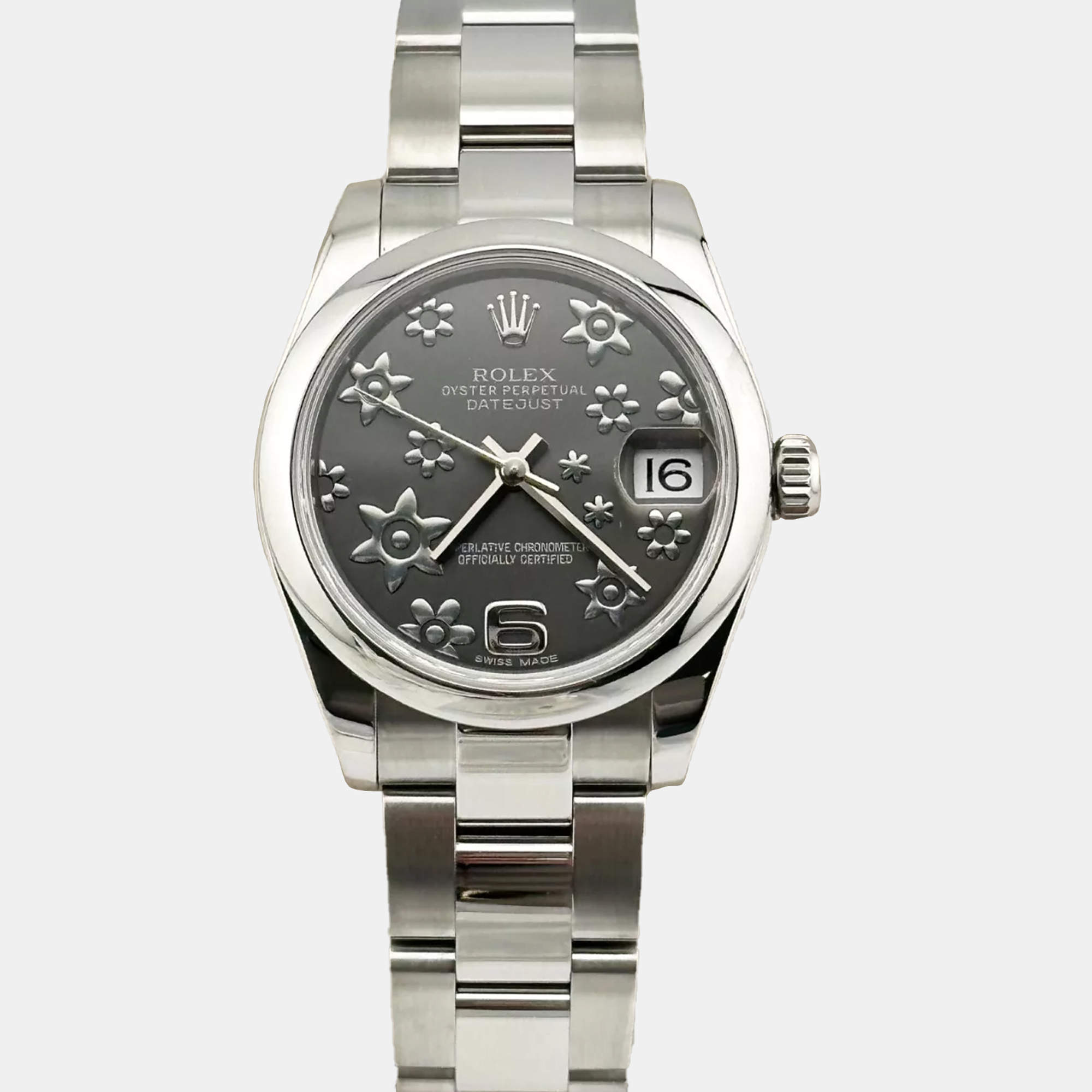 Rolex Grey Stainless Steel Datejust 178240 Automatic Women's Wristwatch 31 mm