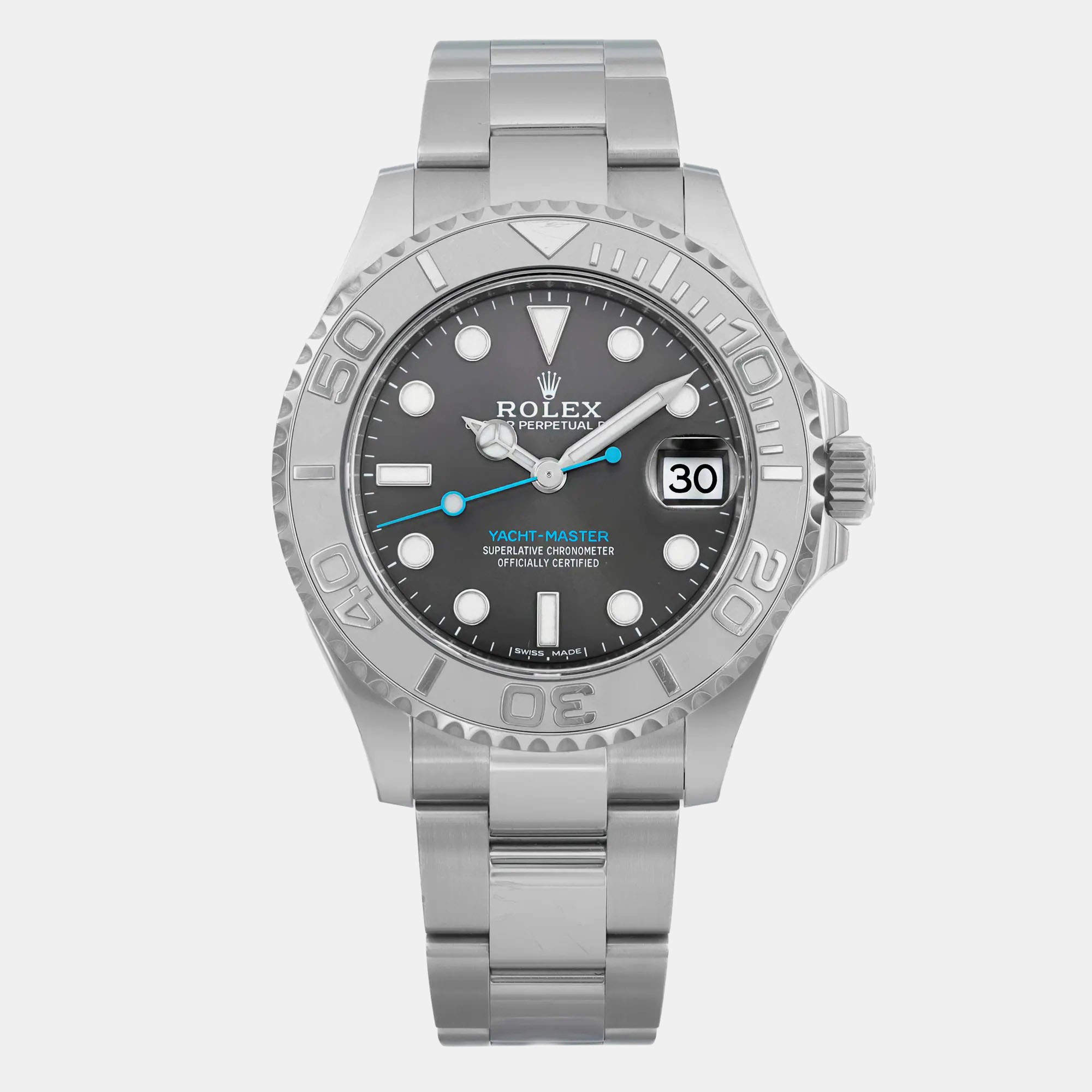 Rolex Stainless Steel Platinum Yacht-Master 268622 Automatic Men's Wristwatch 37 mm