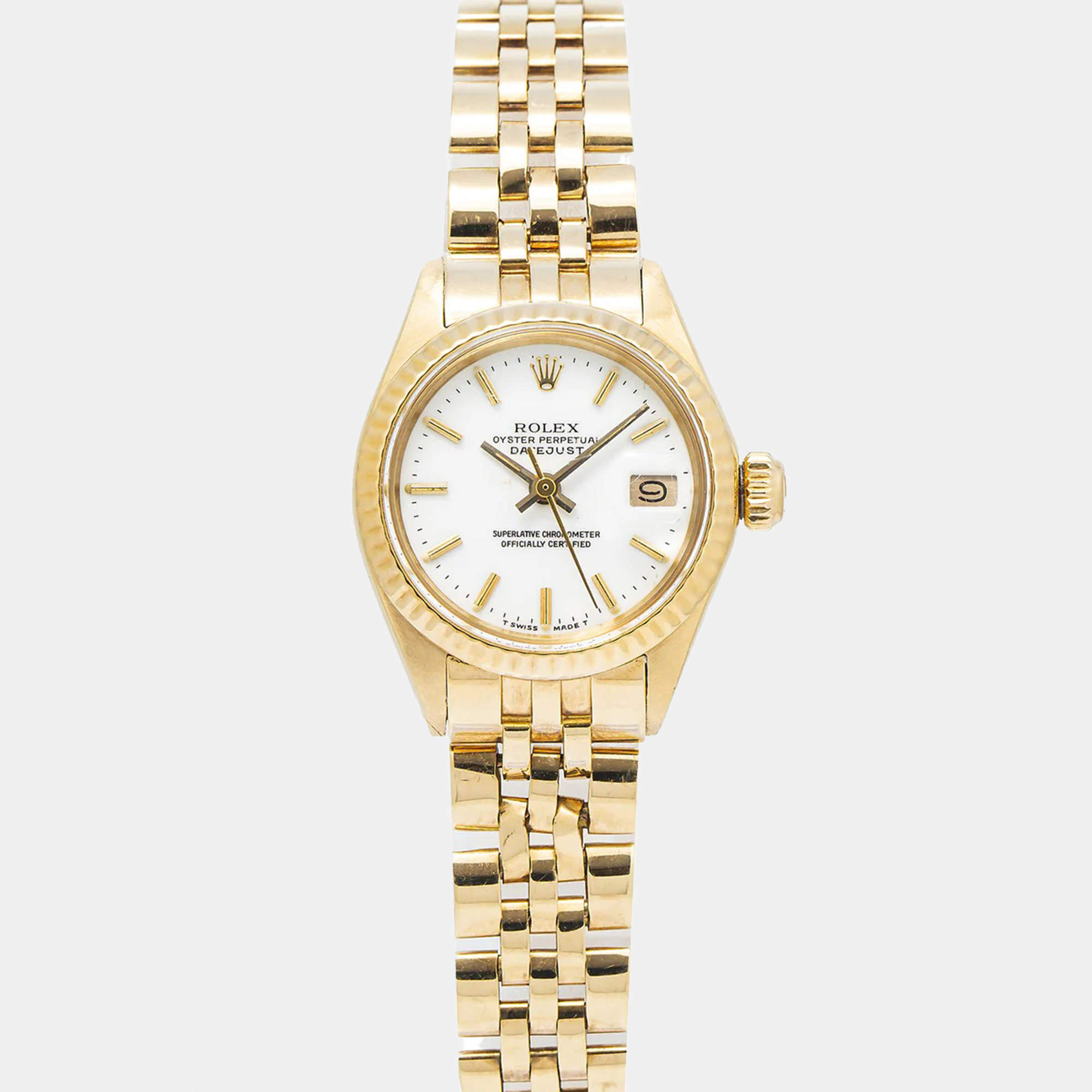 Rolex Datejust 6917 Automatic White 18K Yellow Gold Women's Wristwatch 26mm