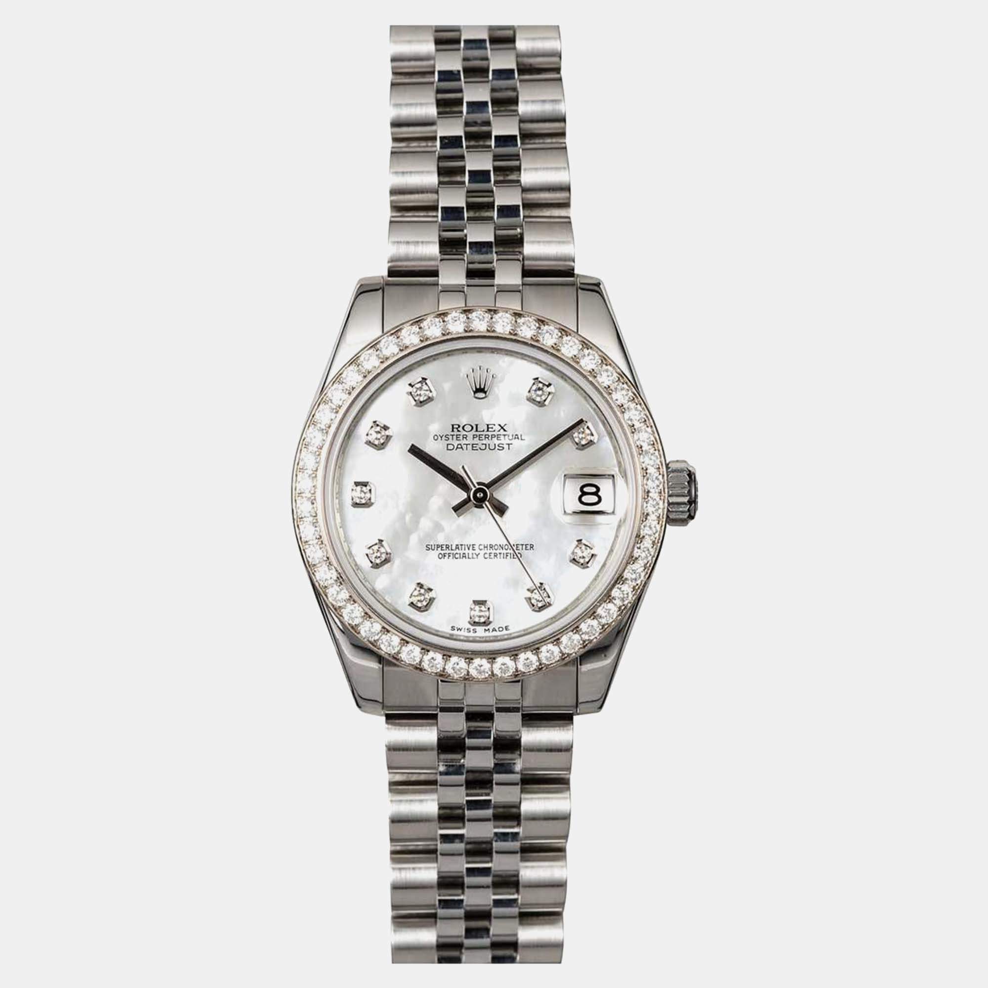 Rolex Datejust 178384 Automatic Silver Stainless Steel Diamond Women's Wristwatch 31 mm