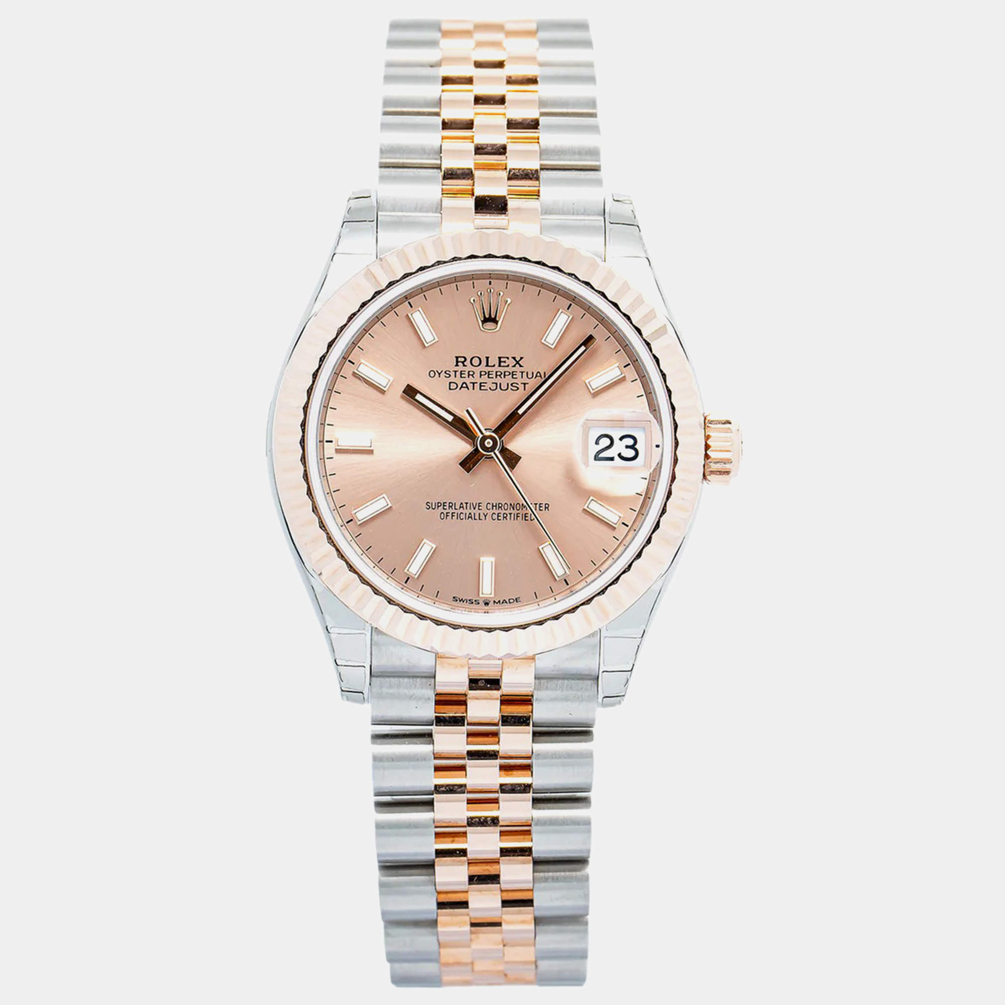 Rolex Datejust 278271 Automatic Pink 18k Rose Gold Diamond Stainless Steel Women's Wristwatch 31 mm
