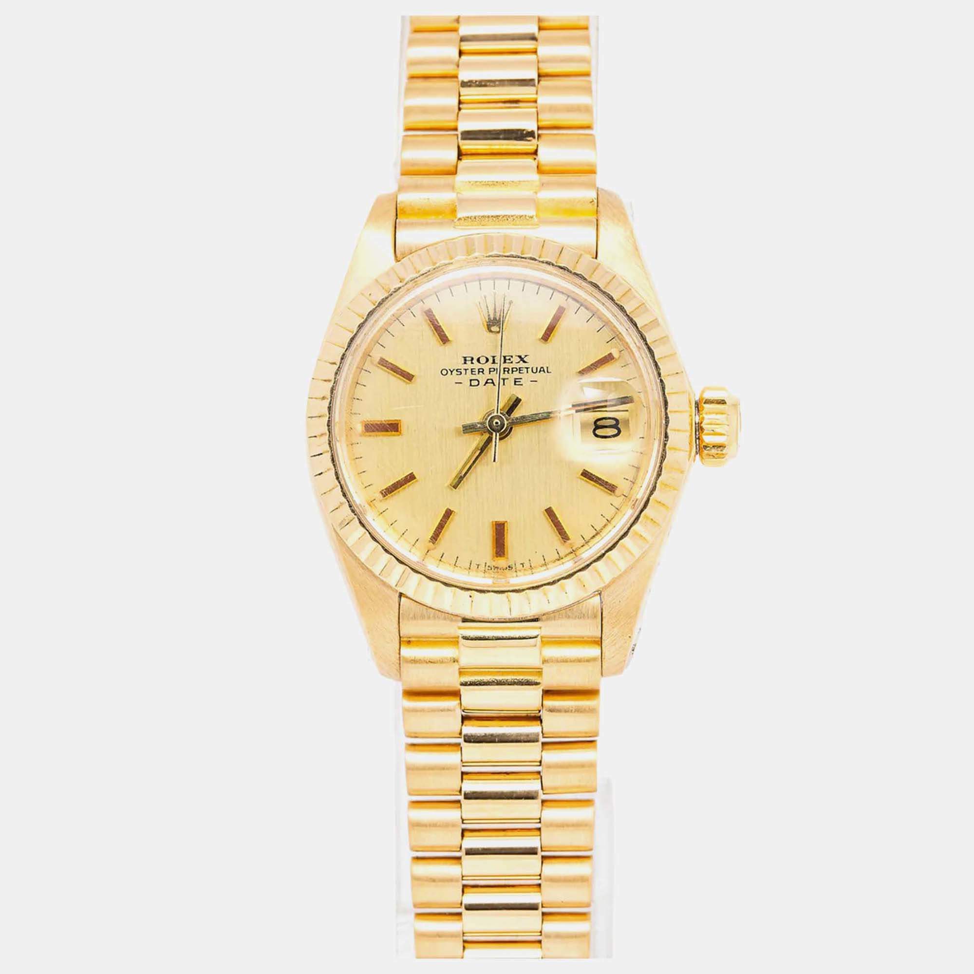 Rolex Date 6917 Automatic Gold18K Yellow Gold Women's Wristwatch 26mm