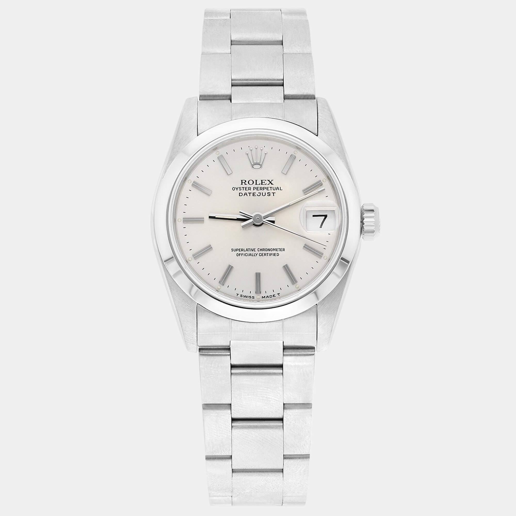 Pre Owned Rolex Datejust 68240 Automatic Silver Stainless Steel Women's Wristwatch 31 mm