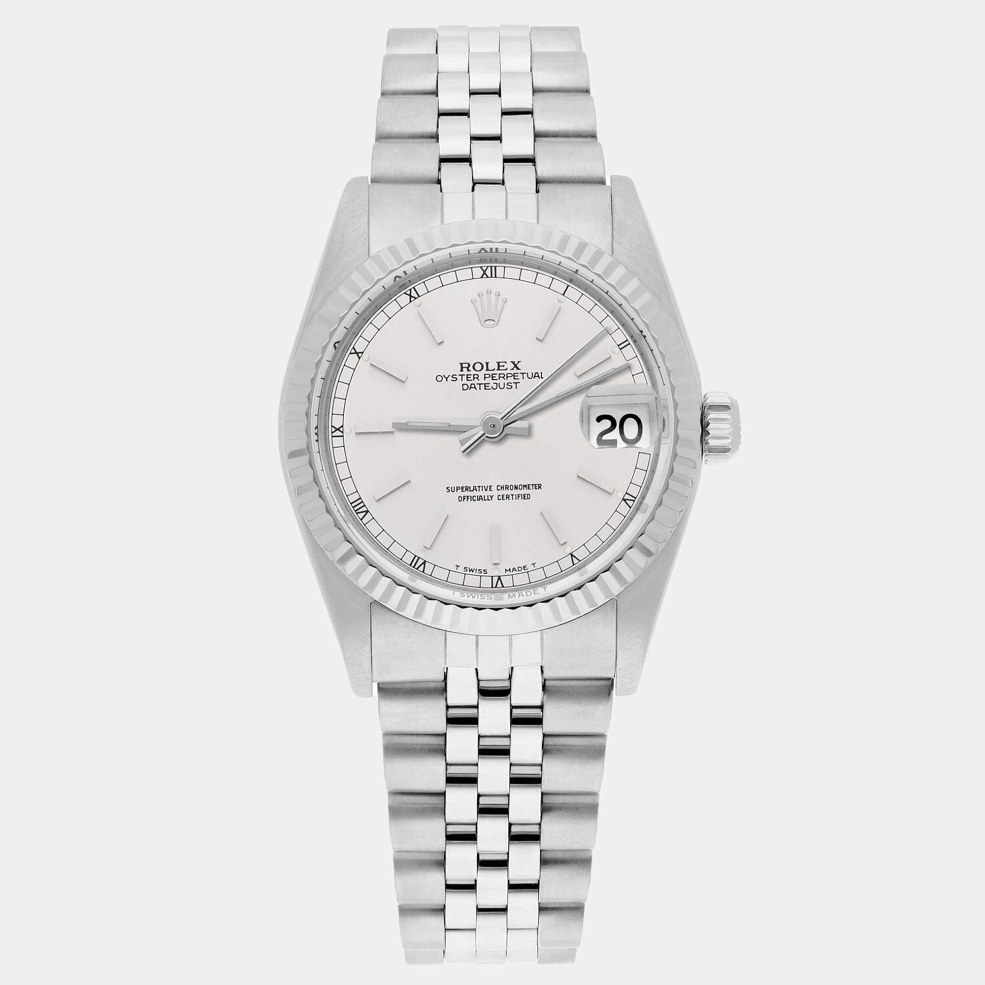 Pre Owned Rolex Datejust 68274 Automatic Silver Stainless Steel Women's Wristwatch 31 mm