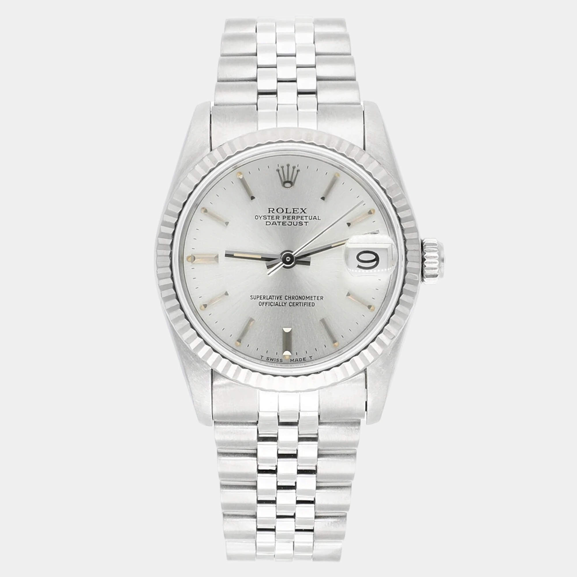 Pre Owned Rolex Datejust 68274 Automatic Silver Stainless Steel Women's Wristwatch 31 mm