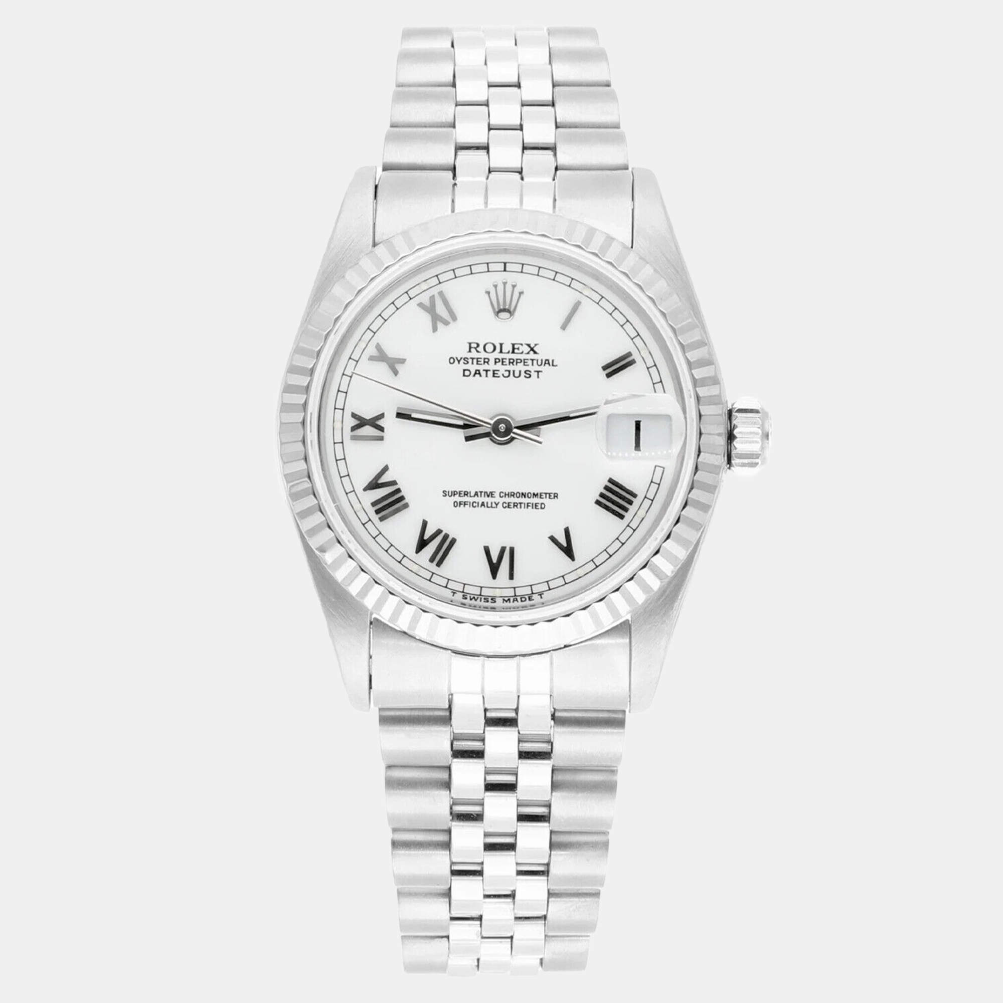 Pre Owned Rolex Datejust 68274 Automatic Silver Stainless Steel Women's Wristwatch 31 mm