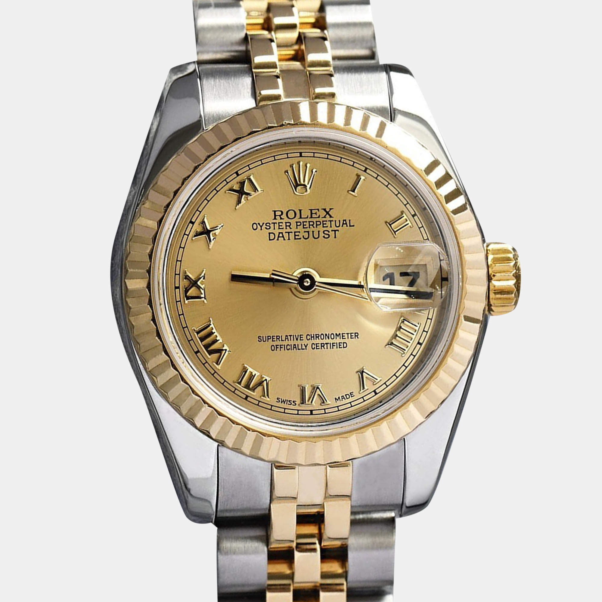 Pre Owned Rolex Datejust 179173 Automatic Stainless Steel 18K Yellow Gold Women's Wristwatch 26 mm
