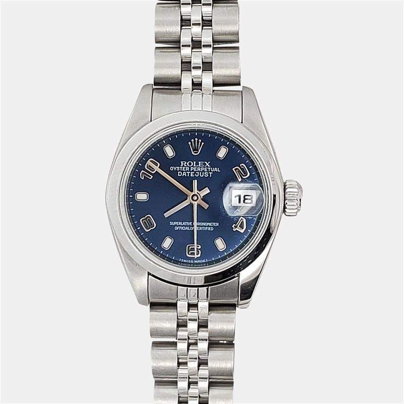 Pre Owned Rolex Datejust 79160 Automatic Blue Stainless Steel Women's Wristwatch 26 mm