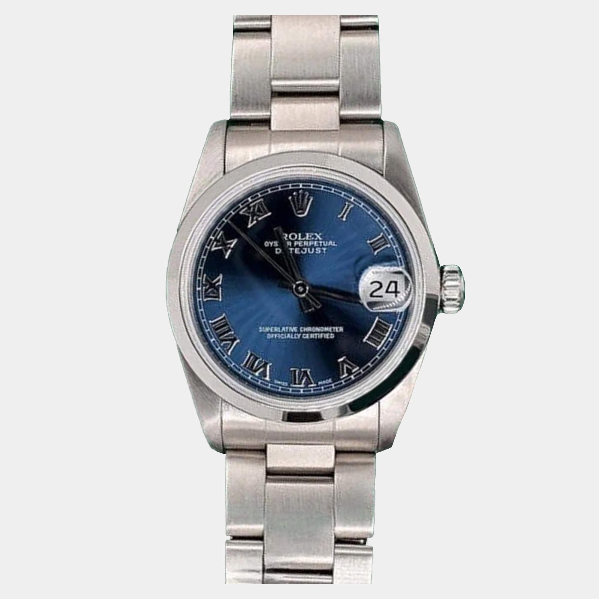 Pre Owned Rolex Datejust 68240 Automatic Blue Stainless Steel Women's Wristwatch 31 mm