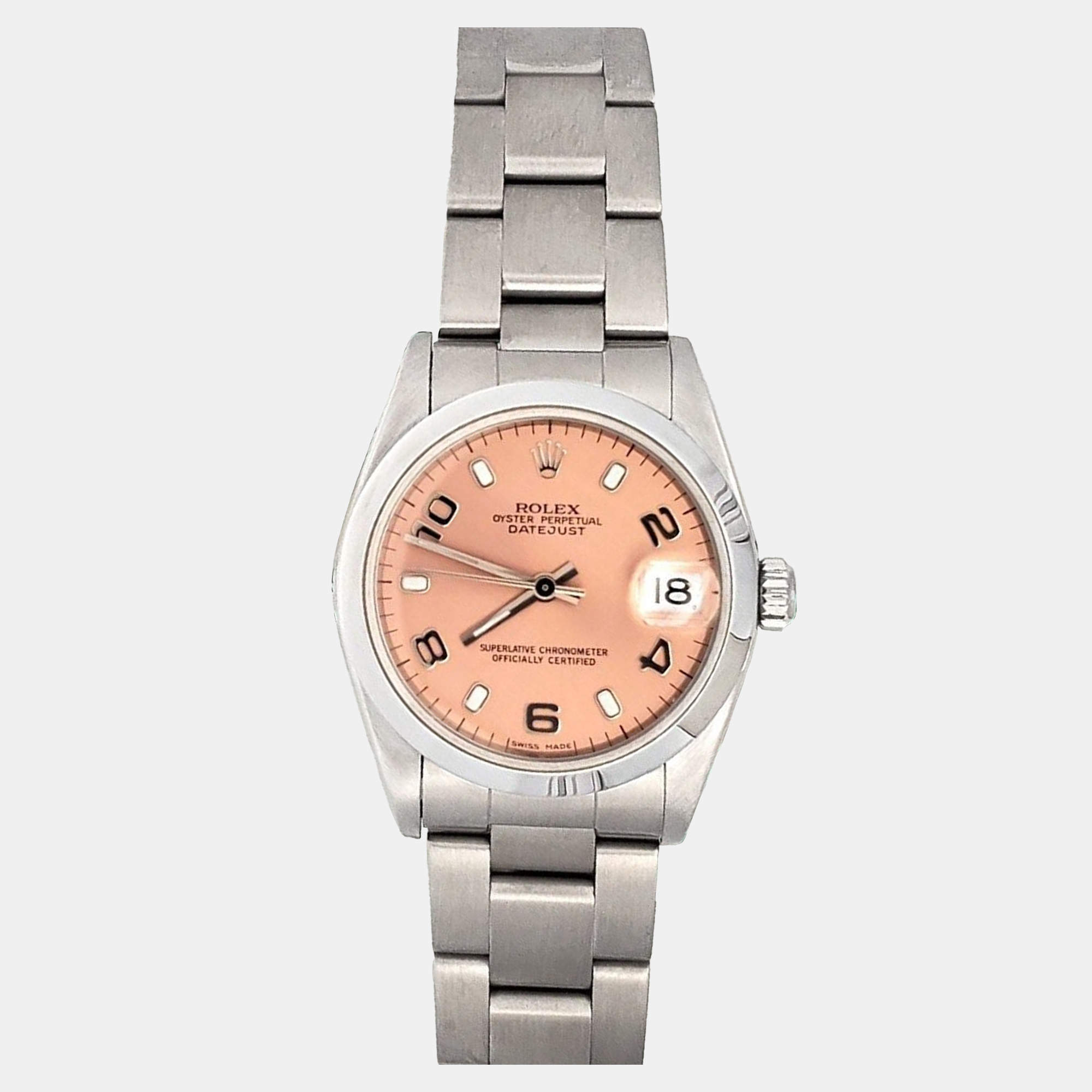 Pre Owned Rolex Datejust 78240 Automatic Salmon Stainless Steel Women's Wristwatch 31 mm