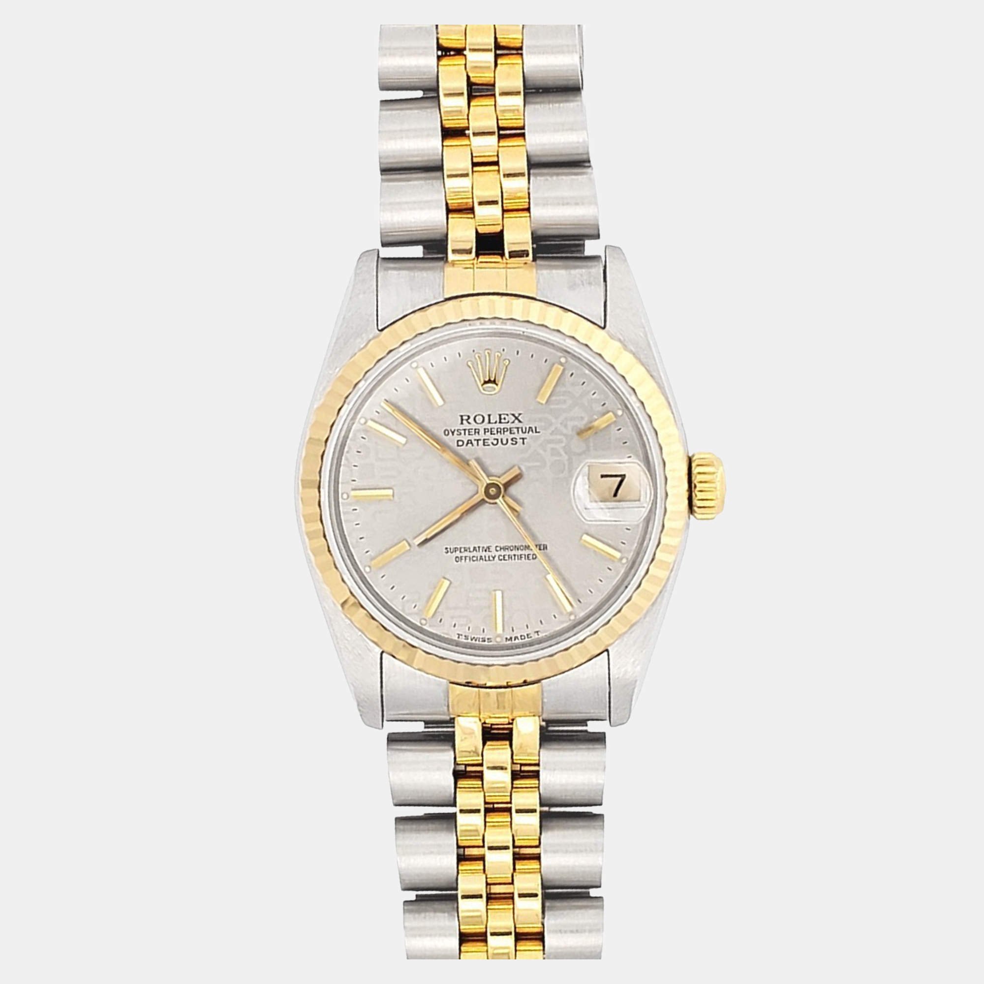 مملوكة مسبقًا Rolex Datejust 68273 Automatic Grey 18k Yellow Gold Stainless Steel Women's Wristwatch 31 mm