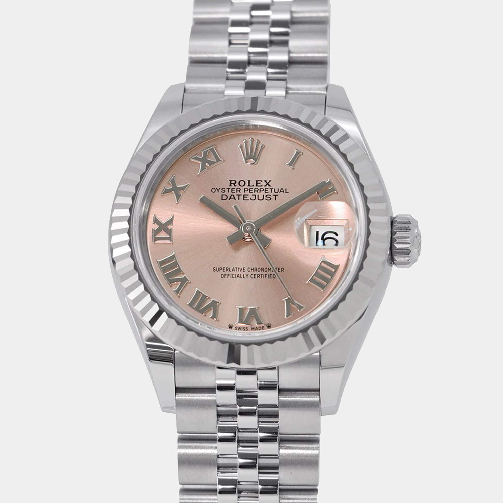 Pre Owned Rolex Datejust  279174 Automatic Pink 18k White Gold Stainless Steel Women's Wristwatch 28 mm