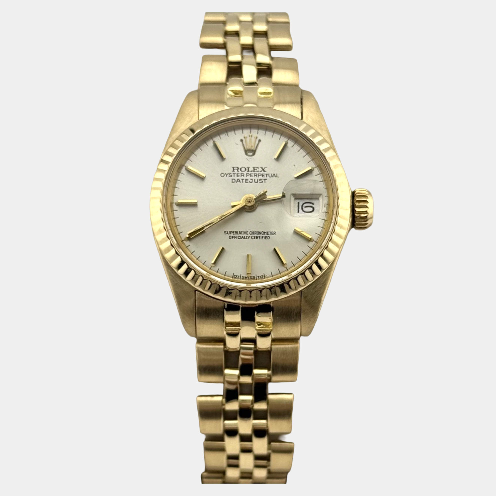 Pre Owned Rolex Datejust 6917 Automatic Silver 18K Yellow Gold Women's Wristwatch 26mm
