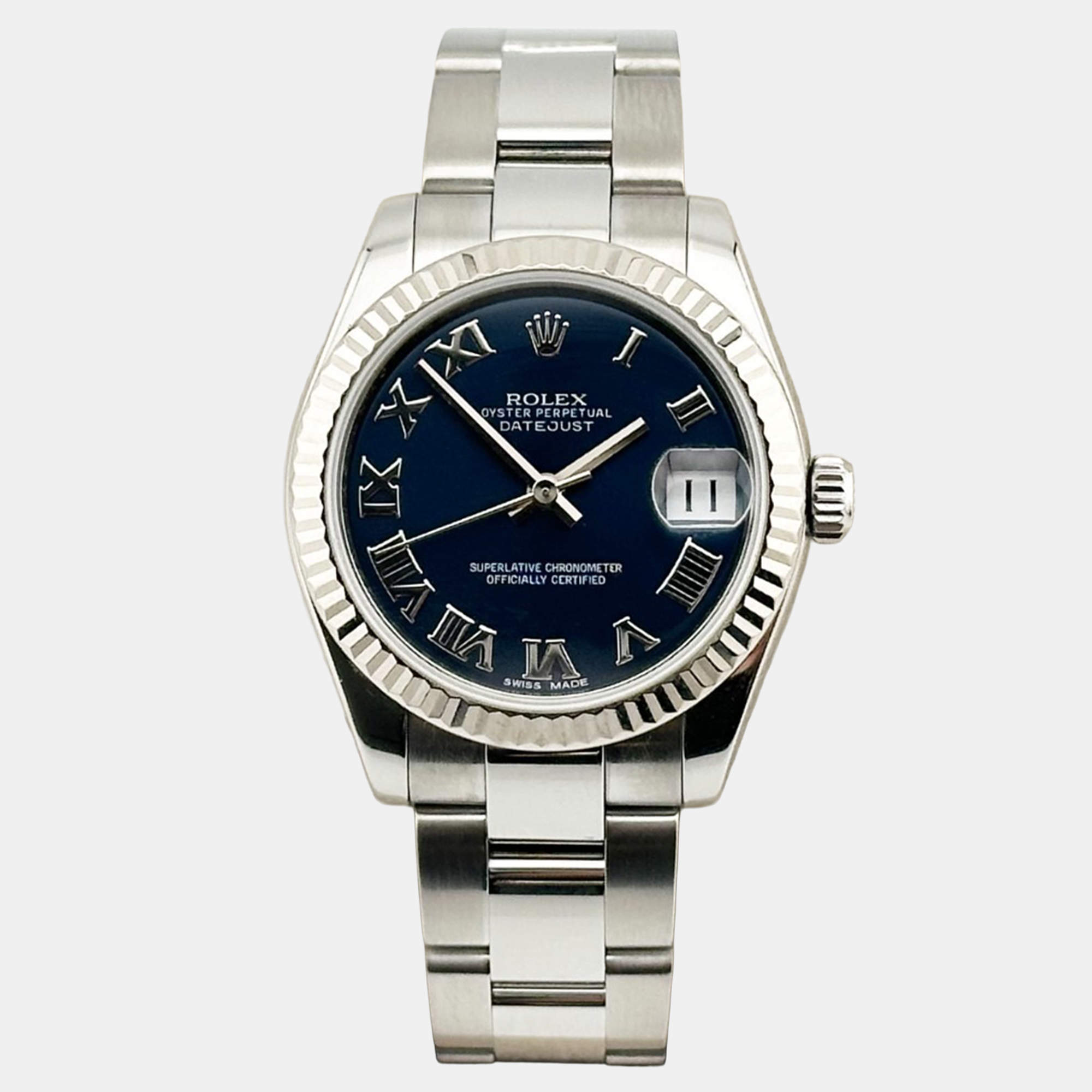 Pre Owned Rolex Datejust Midsize 178274 Automatic Blue Stainless Steel Women's Wristwatch 31 mm