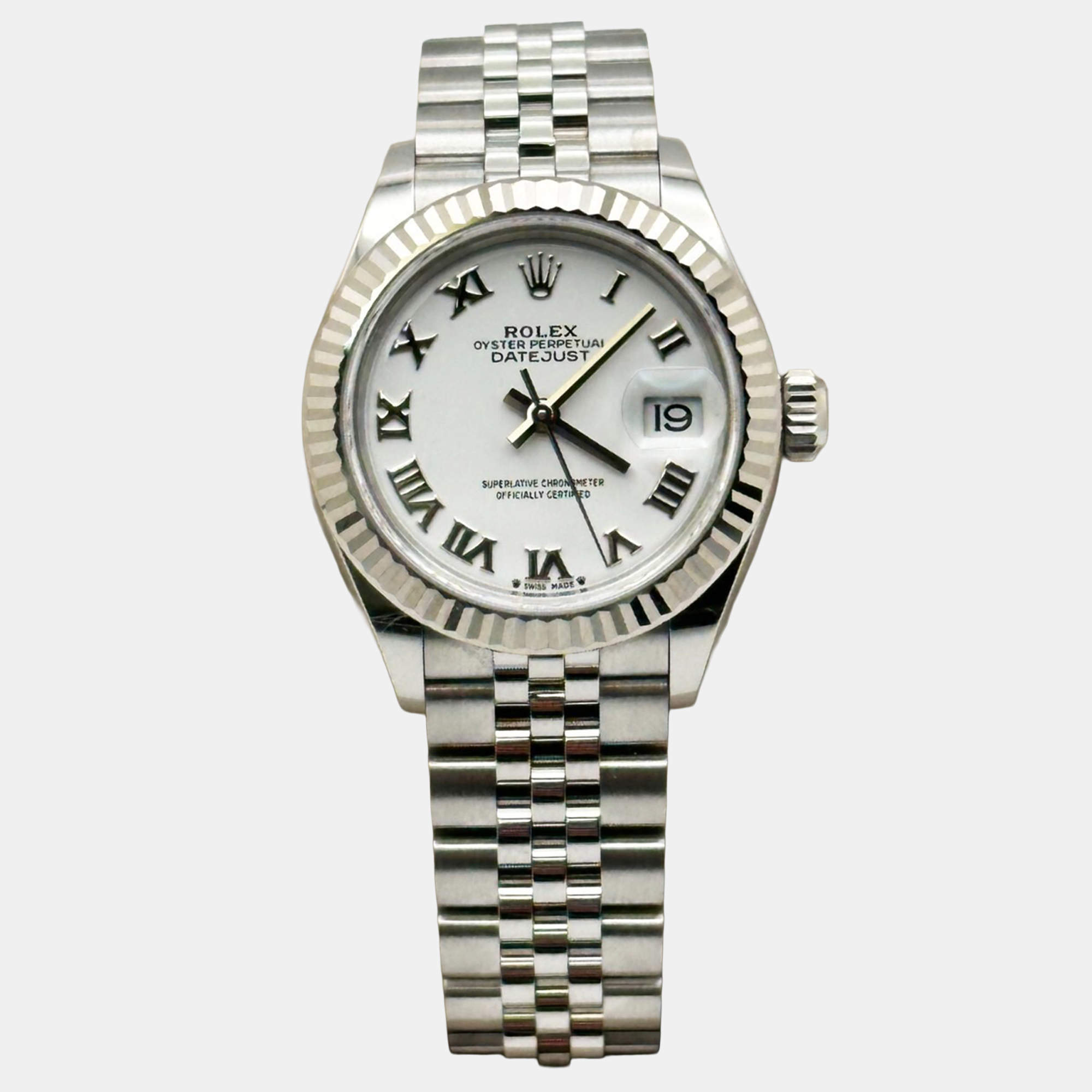 Pre Owned Rolex Datejust 279174 Automatic White Stainless Steel Women's Wristwatch 28 mm