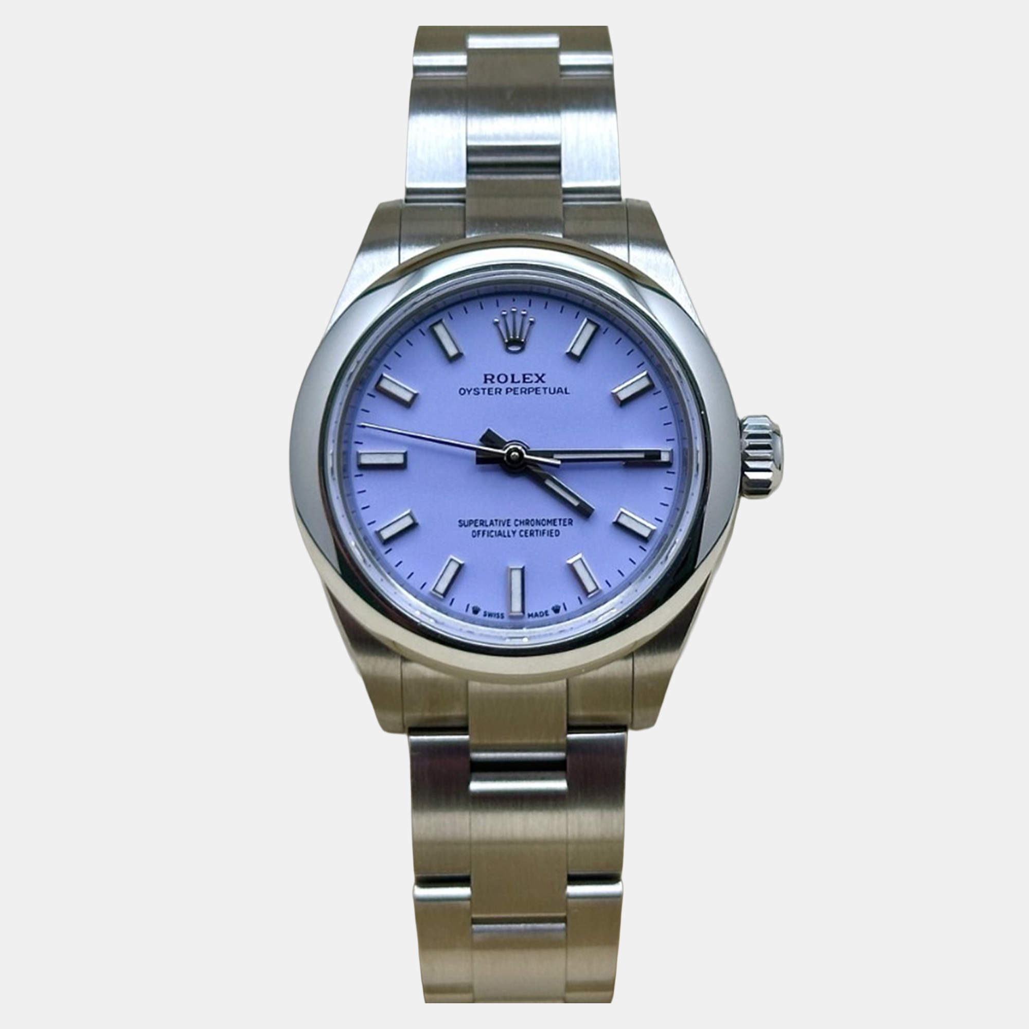 Pre Owned Rolex Oyster Perpetual 276200 Automatic Lavender Stainless Steel Women's Wristwatch 28 mm