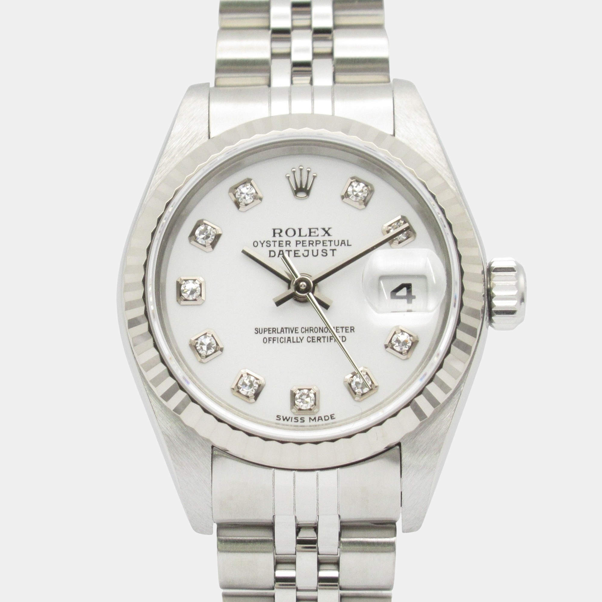 Pre Owned Rolex Datejust 79174G Automatic White 18k White Gold Stainless Steel Women's Wristwatch 26 mm