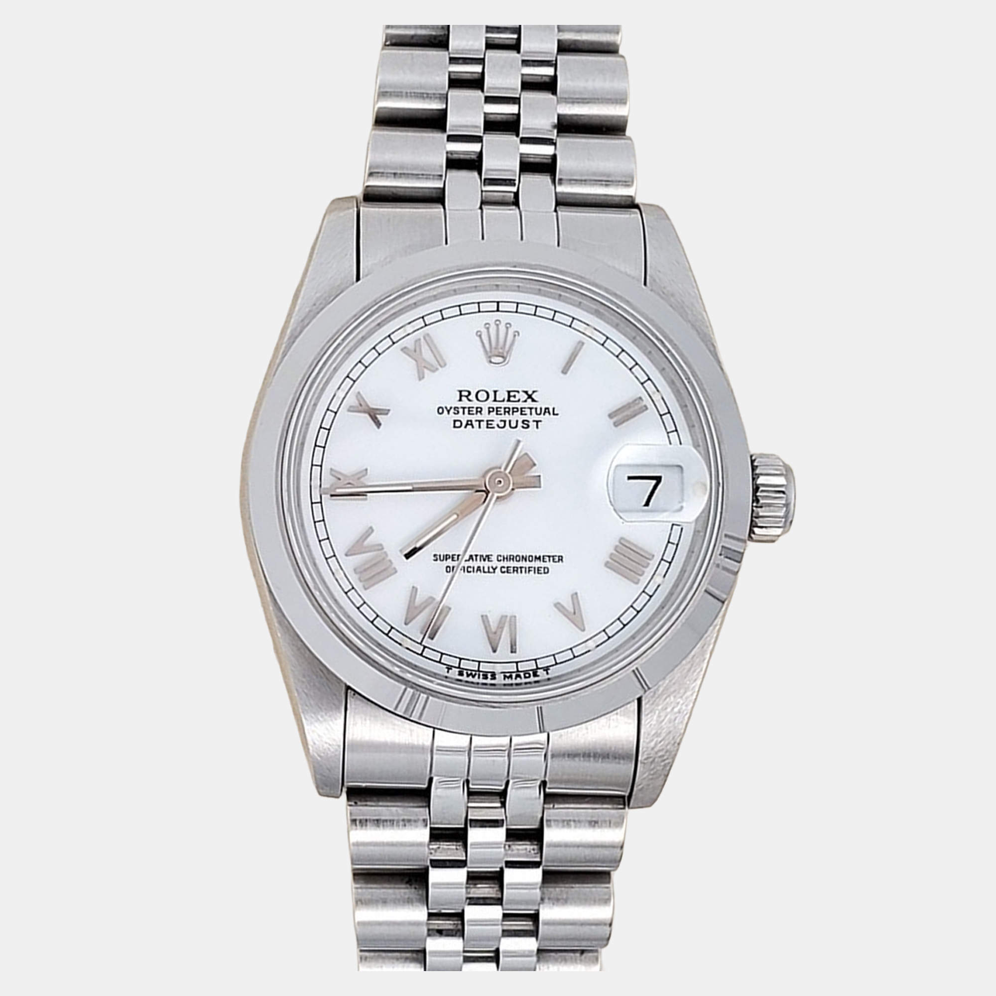 Pre Owned Rolex Datejust 68240 Automatic White Stainless Steel Women's Wristwatch 31 mm