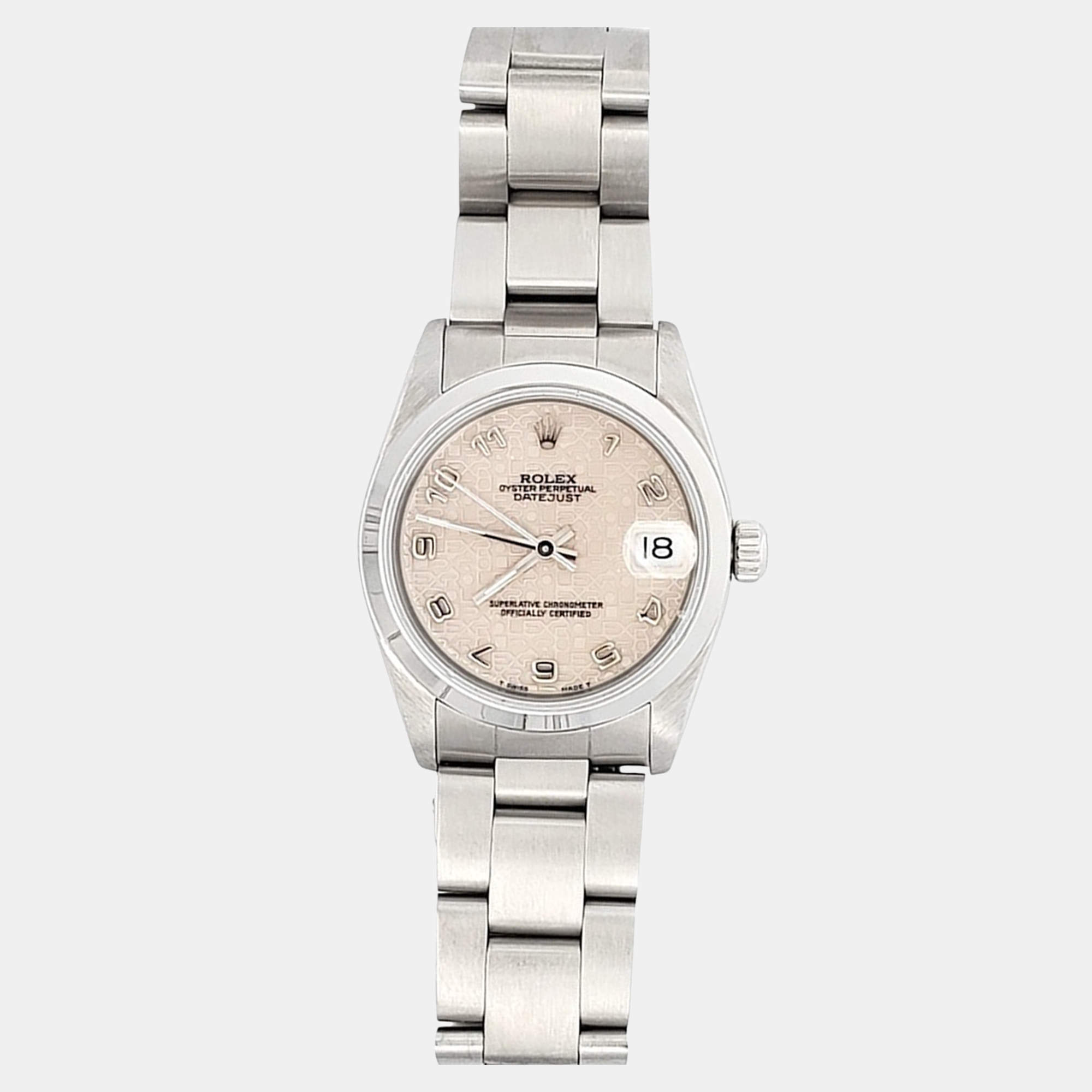 Pre Owned Rolex Datejust 68240 Automatic Cream Stainless Steel Women's Wristwatch 31 mm