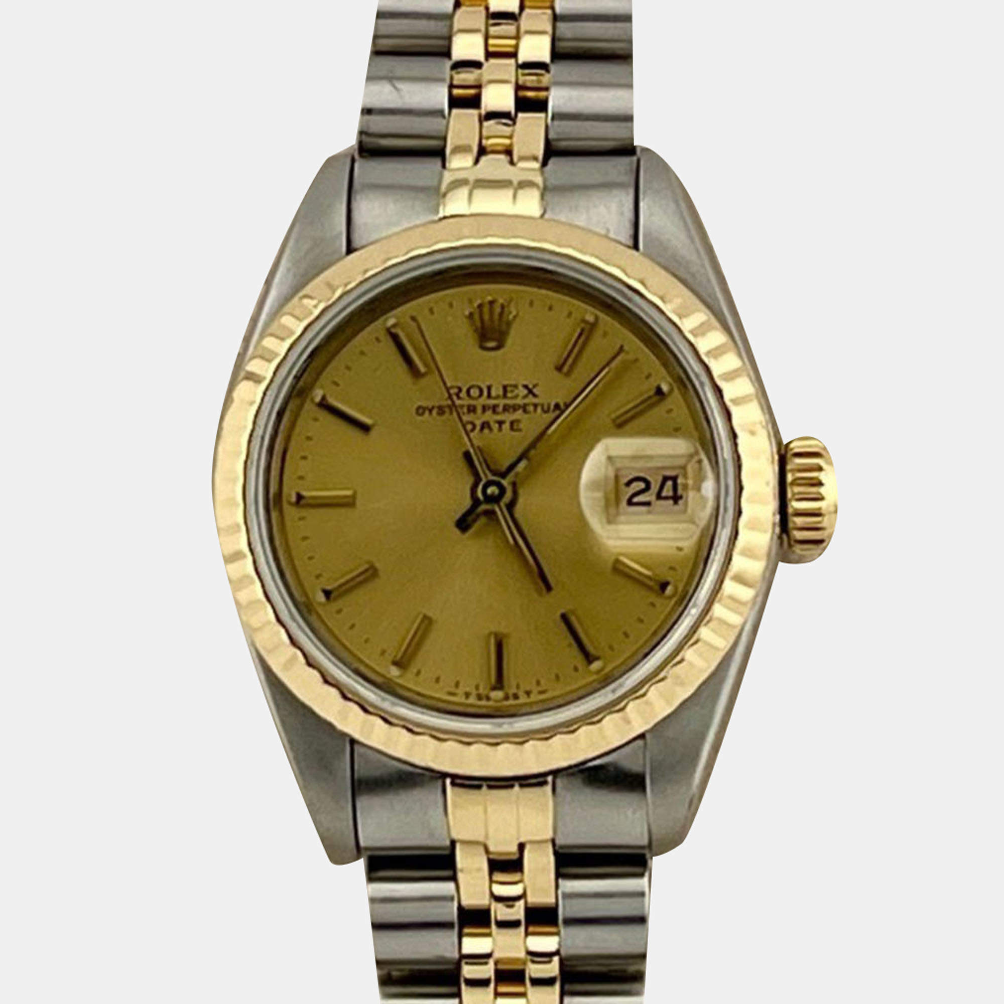 Pre Owned Rolex Datejust 69173 Automatic Gold 18k Yellow Gold Stainless Steel Women's Wristwatch 26 mm