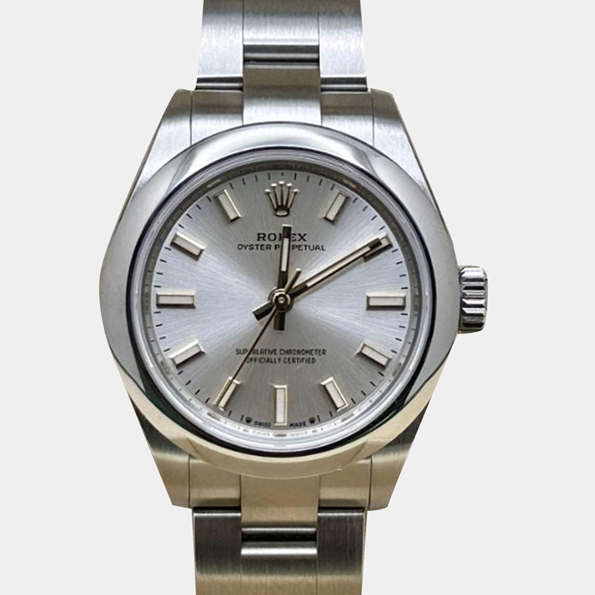 Pre Owned Rolex Oyster Perpetual 276200 Automatic Silver Stainless Steel Women's Wristwatch 28 mm
