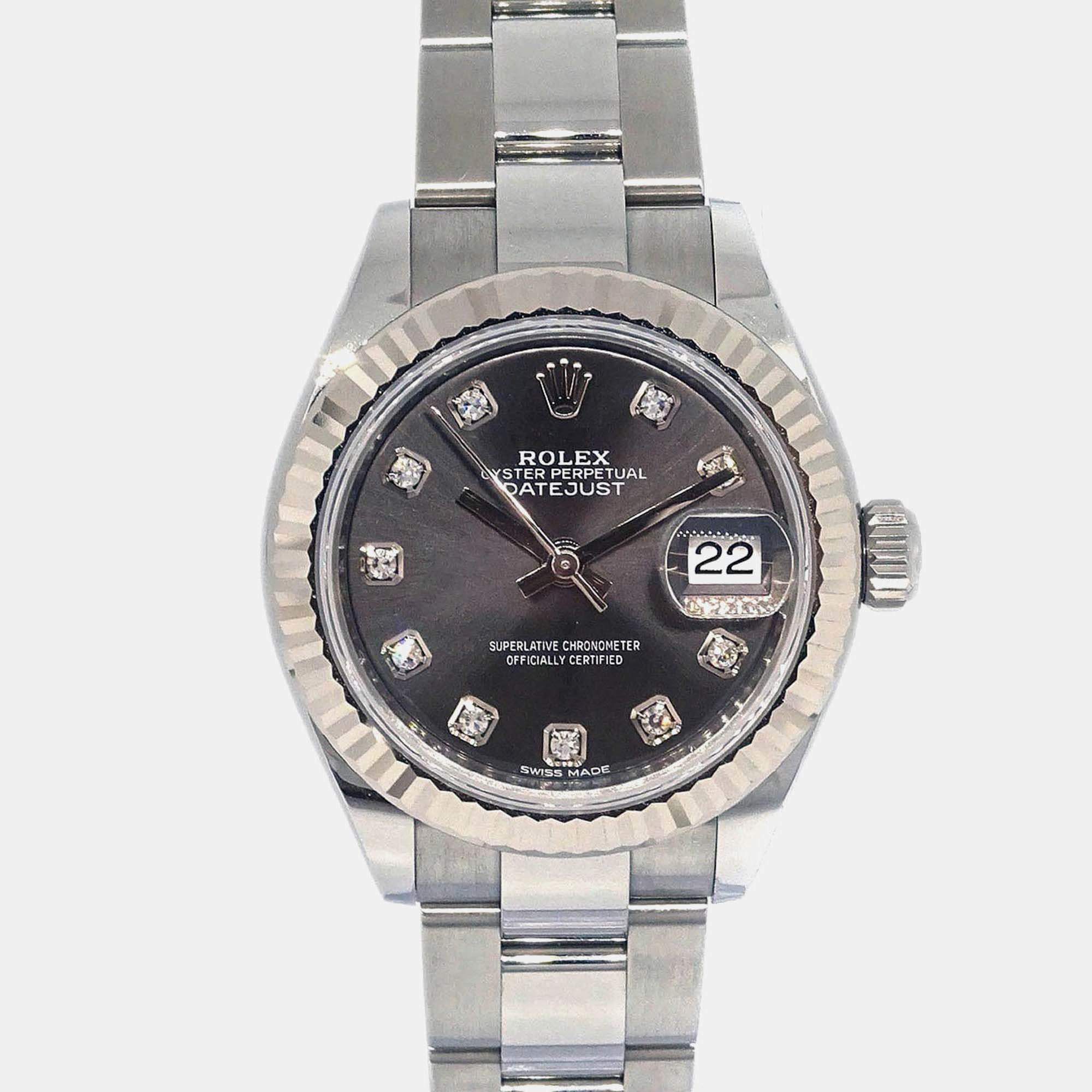 مملوكة مسبقًا ساعة يد نسائية رولكس ديتجاست 279174 أوتوماتيك أسود ستانلس ستيل 28 مم